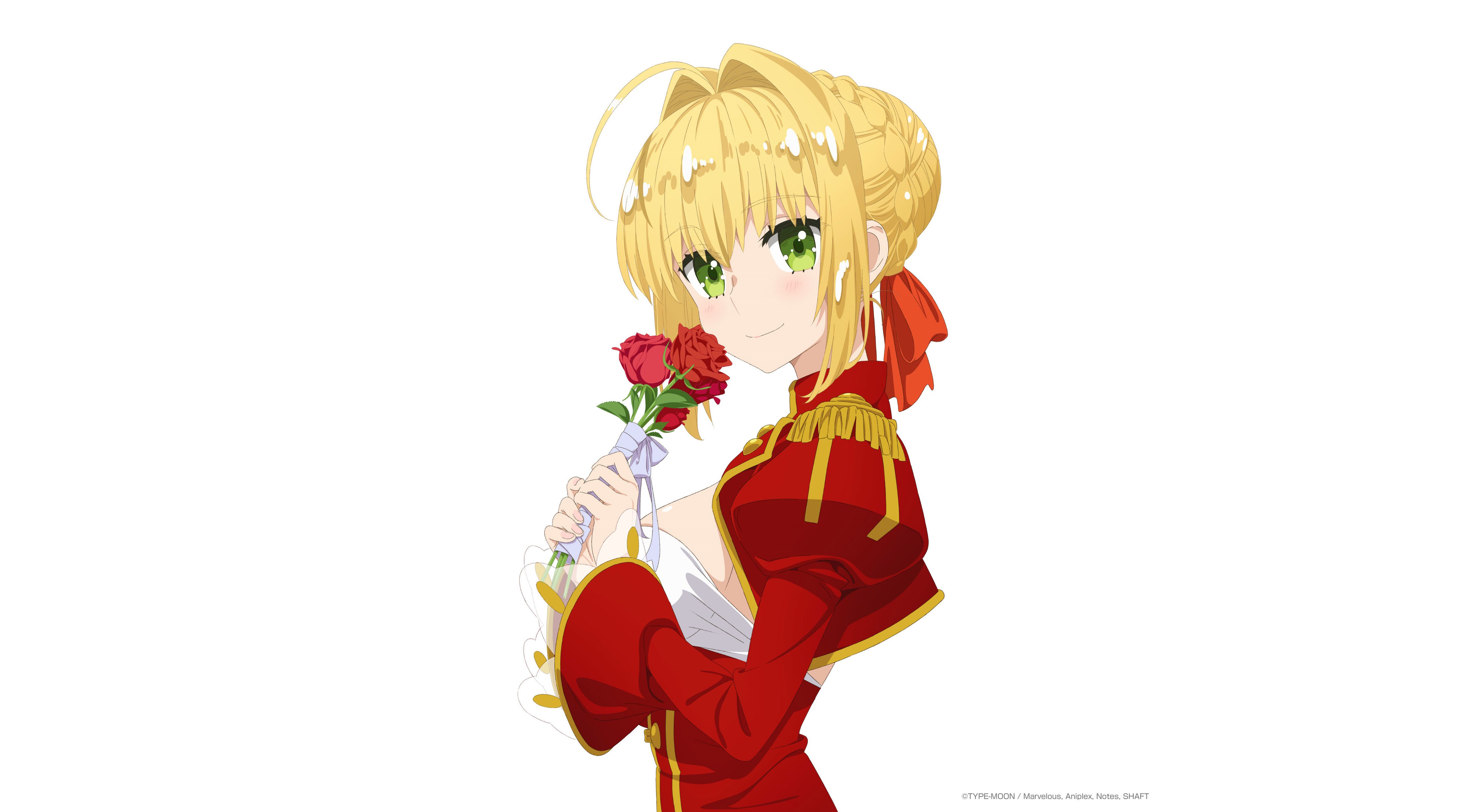 anime, fate/extra, blonde, green eyes, nero claudius, red saber, fate series