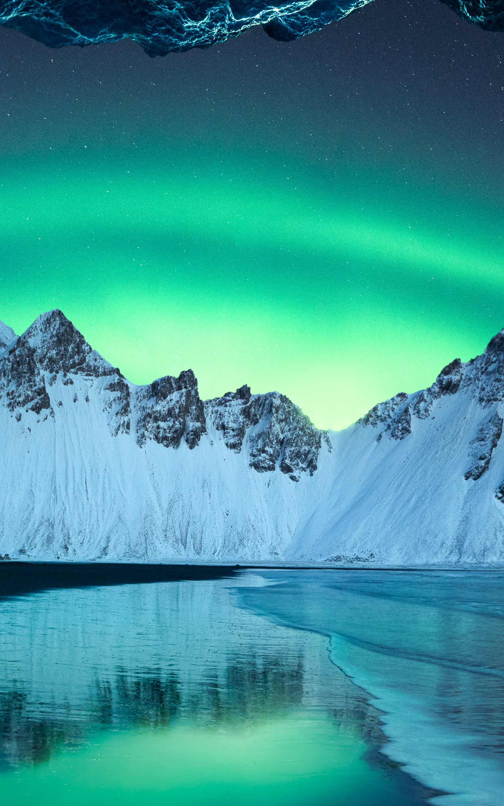 Скачать обои бесплатно Горы, Северное Сияние, Исландия, Земля/природа, Вестрахорн, Гора Вестрахорн картинка на рабочий стол ПК