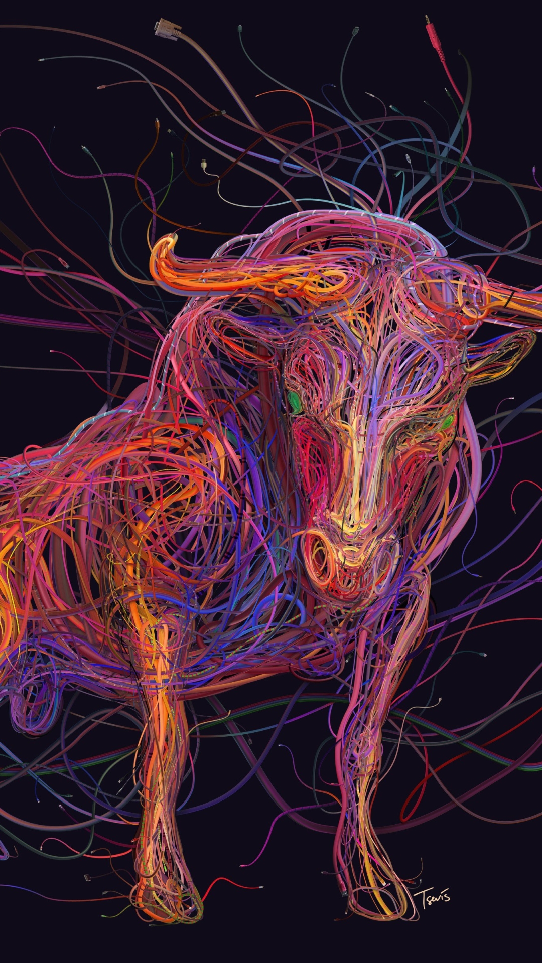 bull, animal, artistic Full HD