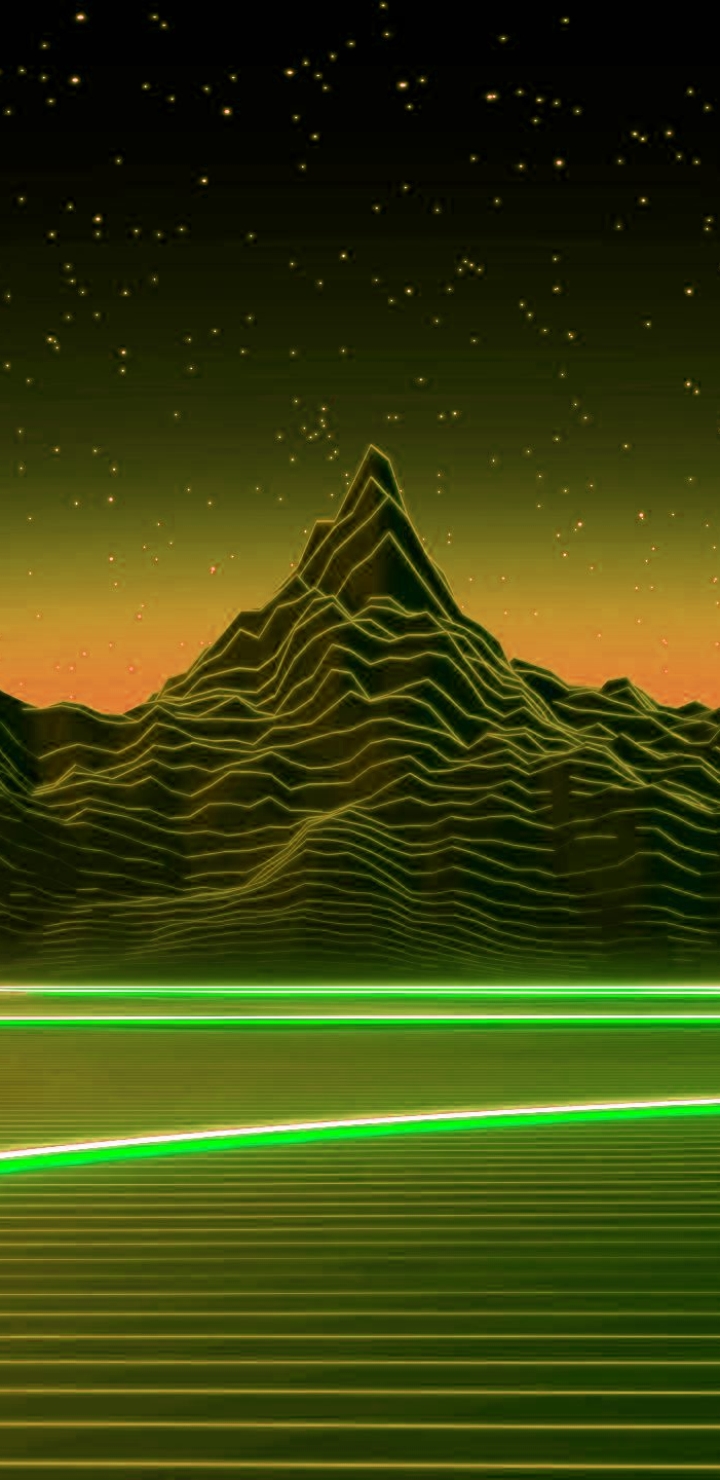 Download mobile wallpaper Mountain, Artistic, Retro Wave for free.