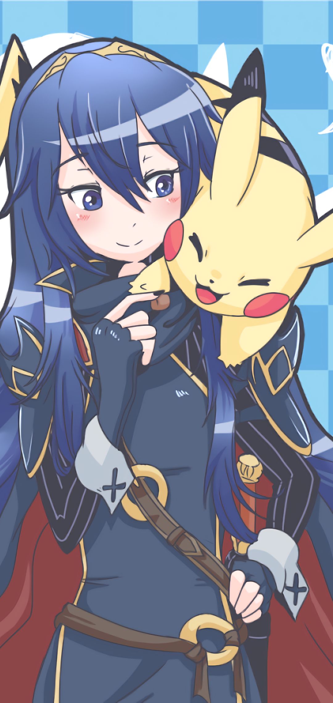 lucina (fire emblem), anime, crossover, fire emblem, pokémon, pikachu, blue