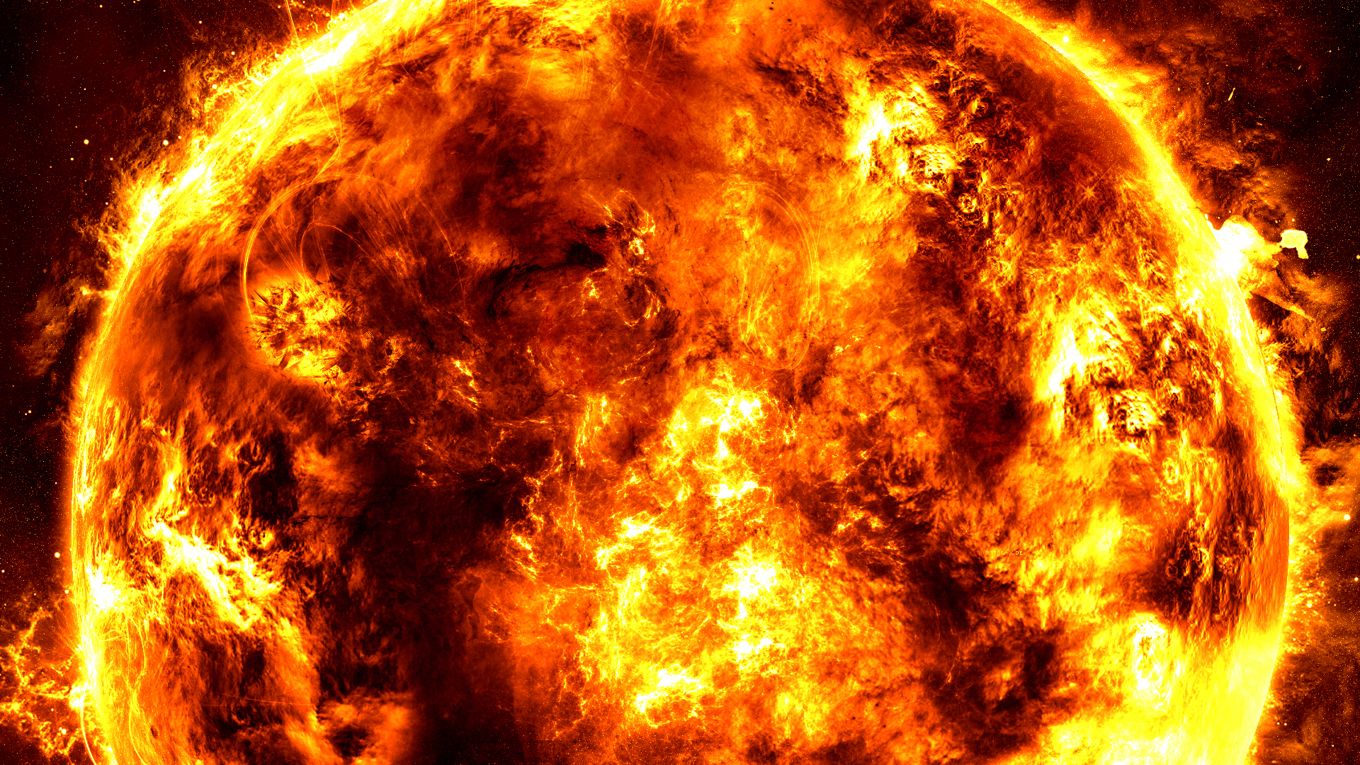 Free download wallpaper Landscape, Universe, Fire, Sun, Stars on your PC desktop