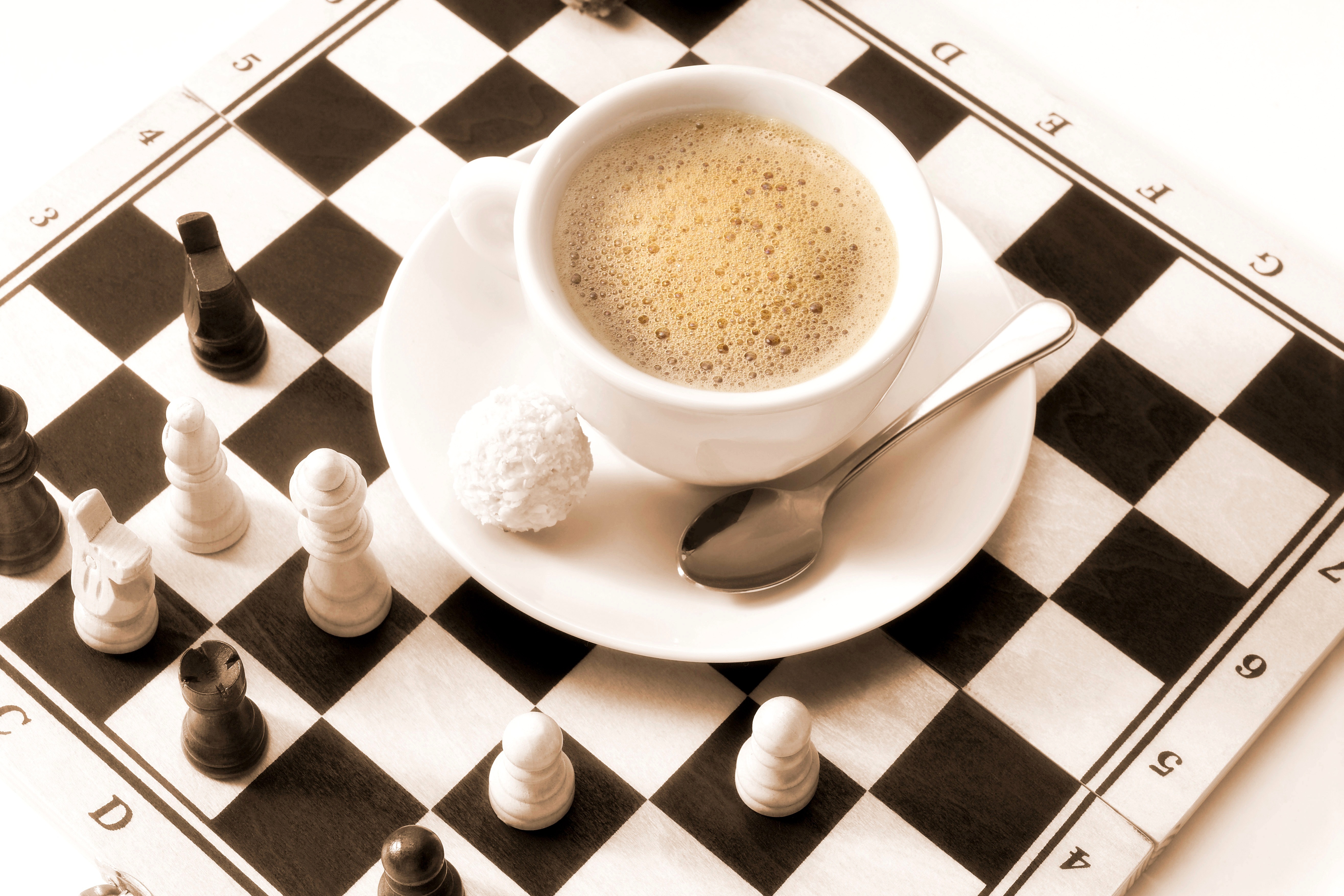 Free download wallpaper Food, Chess, Coffee, Game on your PC desktop