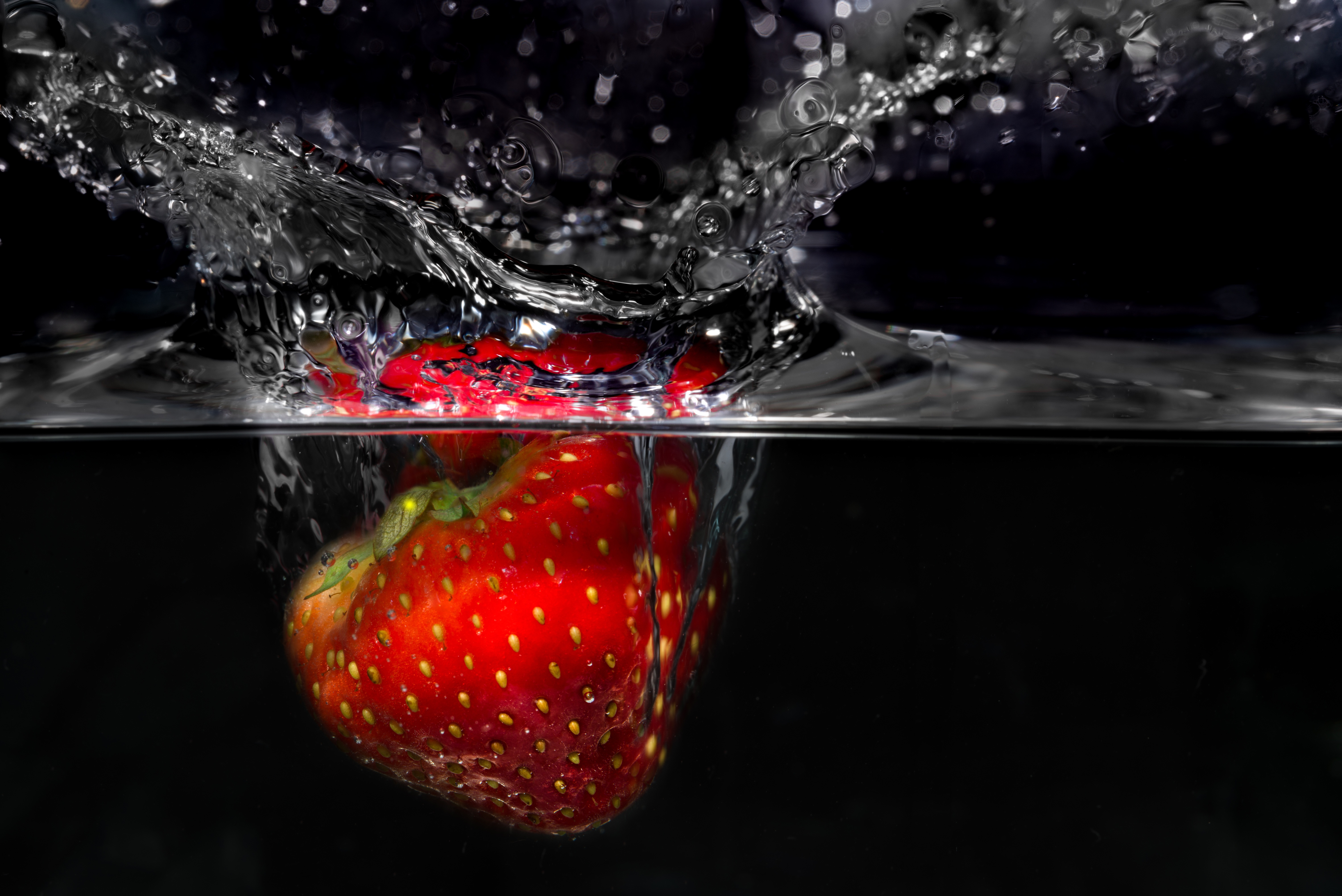 strawberry, macro, spray, splash, berry