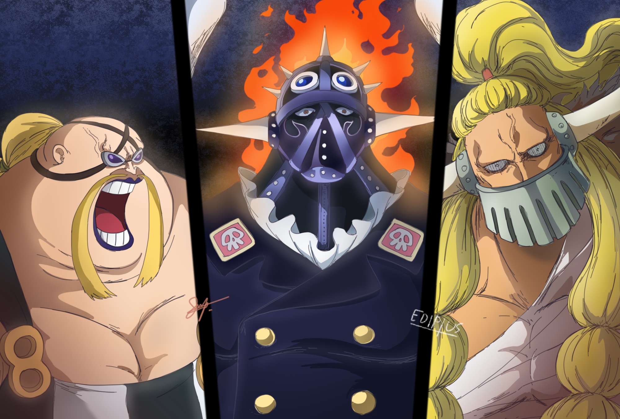 anime, one piece, jack (one piece), king the wildfire, queen the plague
