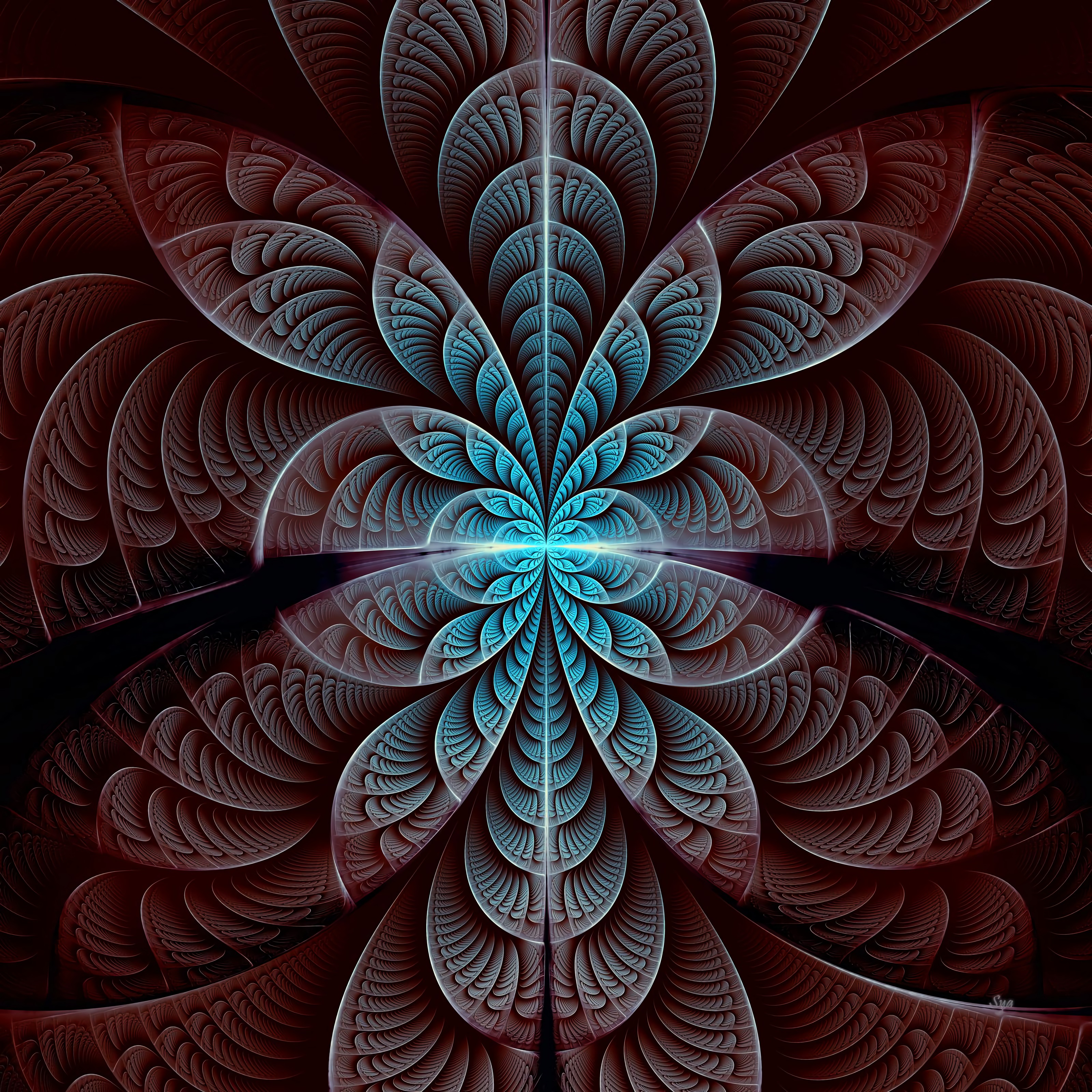 pattern, fractal, glow, symmetry, abstract