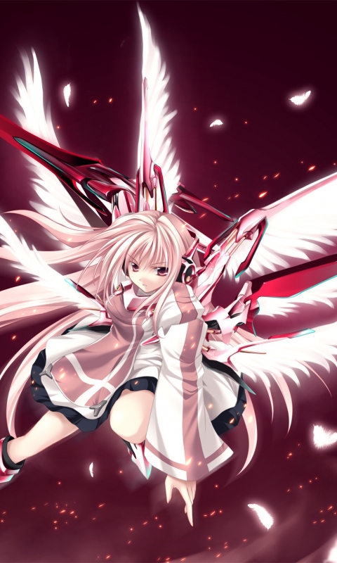 Download mobile wallpaper Anime, Wings, Angel, Sword, White Hair for free.