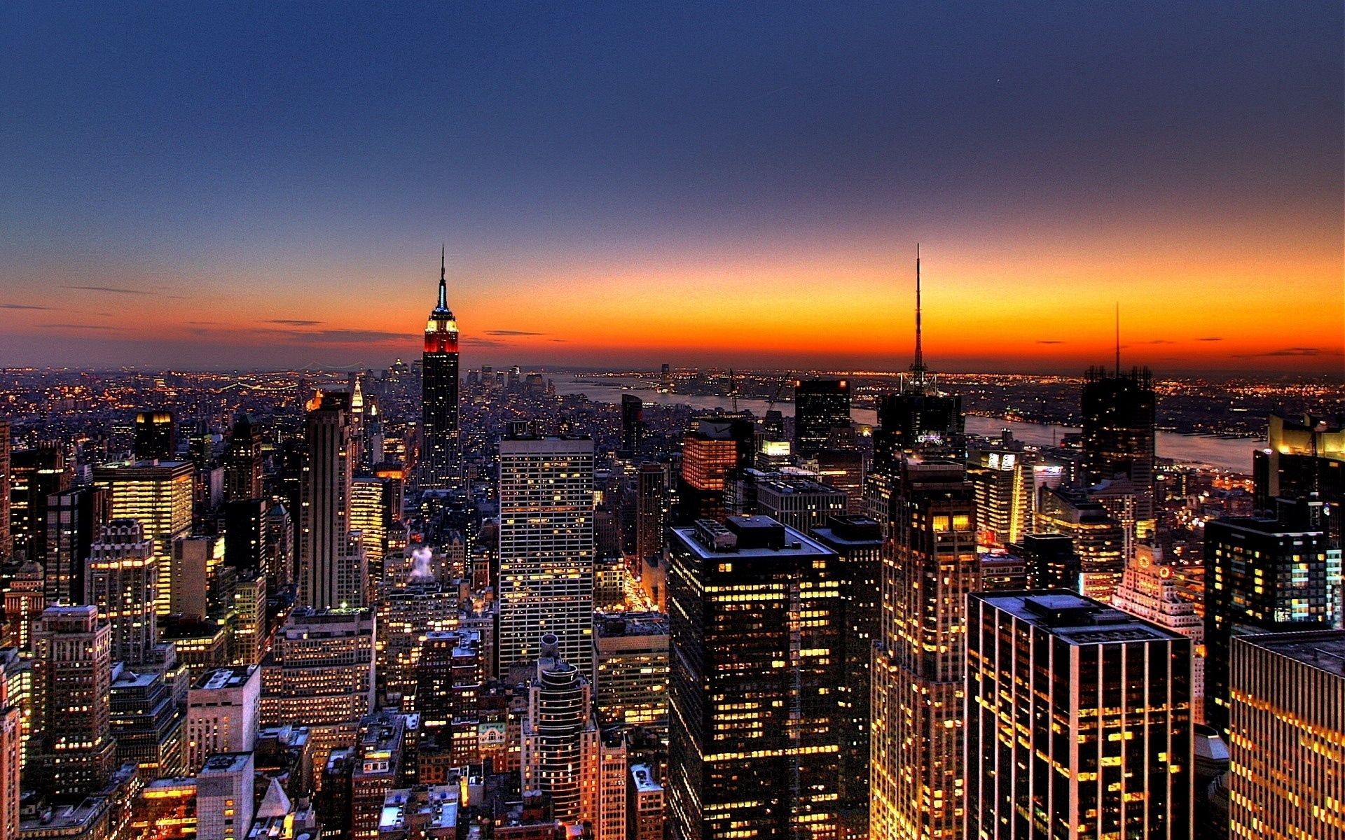 122320 скачать картинку new york, небоскребы, города, город, здания, вечер, нью йорк - обои и заставки бесплатно