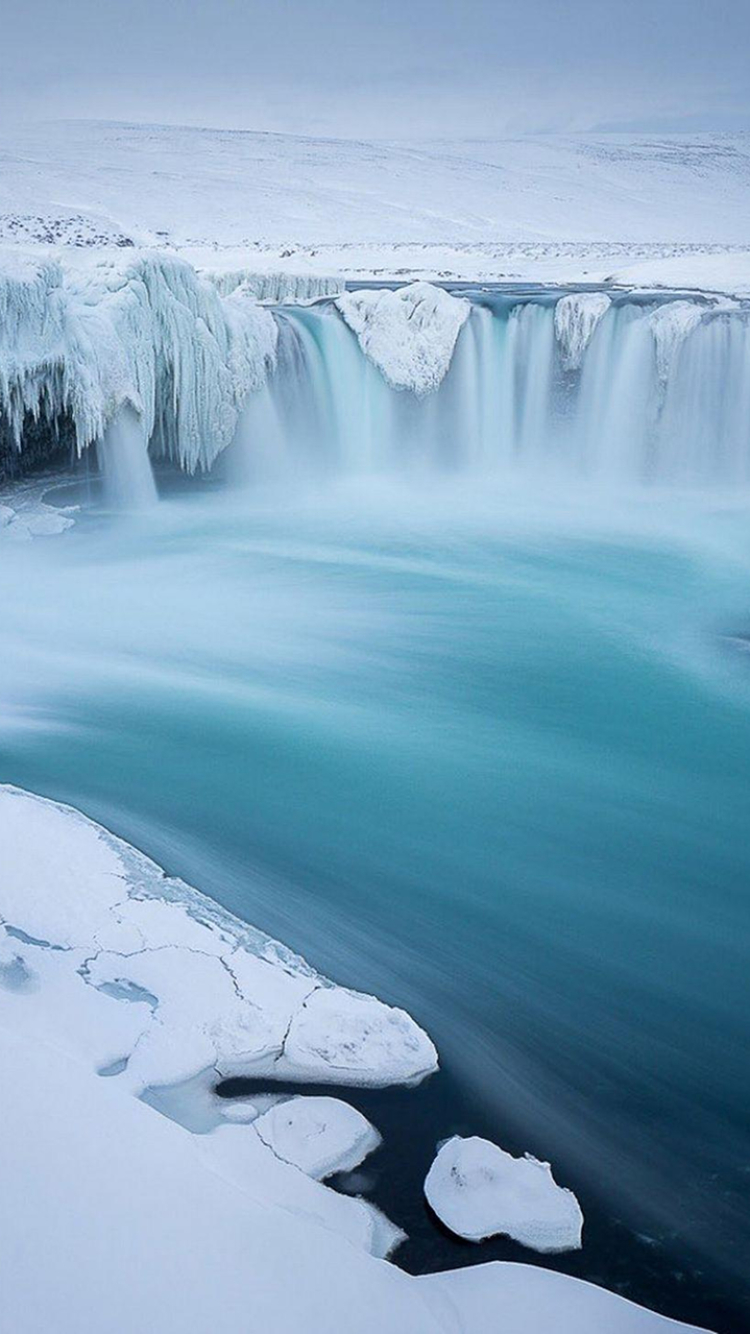 無料モバイル壁紙氷, 滝, 青い, 地球, アイスランド, 凍った, ゴザフォスをダウンロードします。