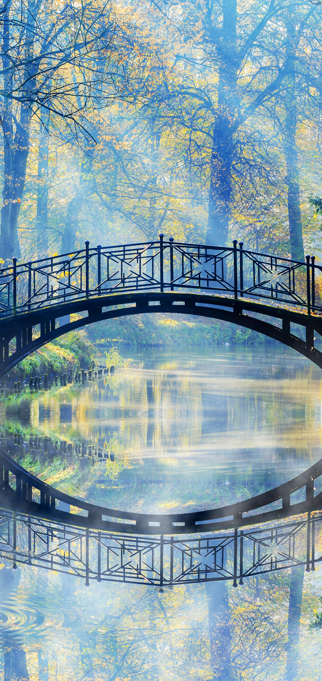 Download mobile wallpaper Nature, Reflection, Park, Bridge, River, Photography, Sunbeam, Sunbean for free.