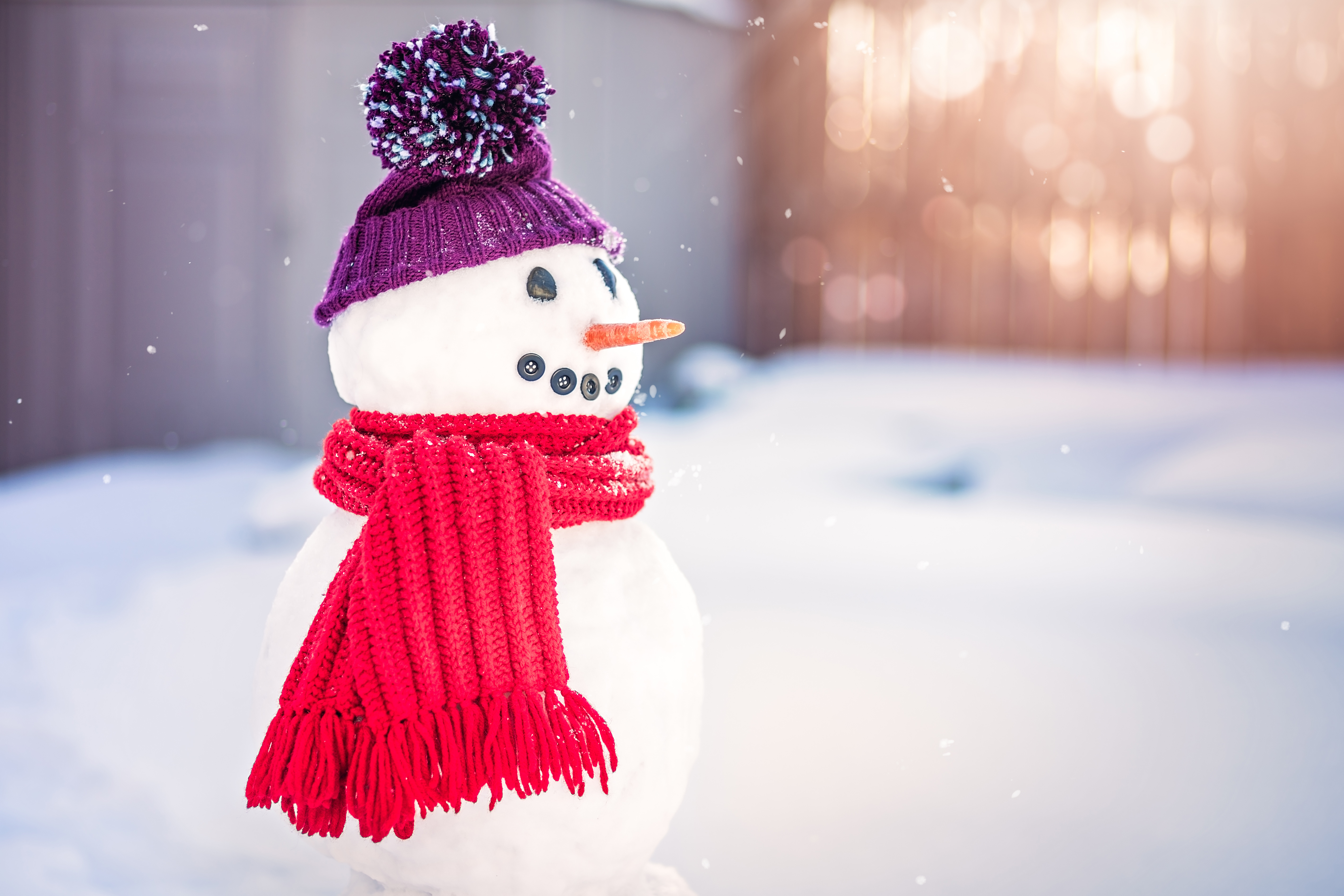 Download mobile wallpaper Winter, Snow, Snowman, Bokeh, Photography, Scarf, Depth Of Field for free.