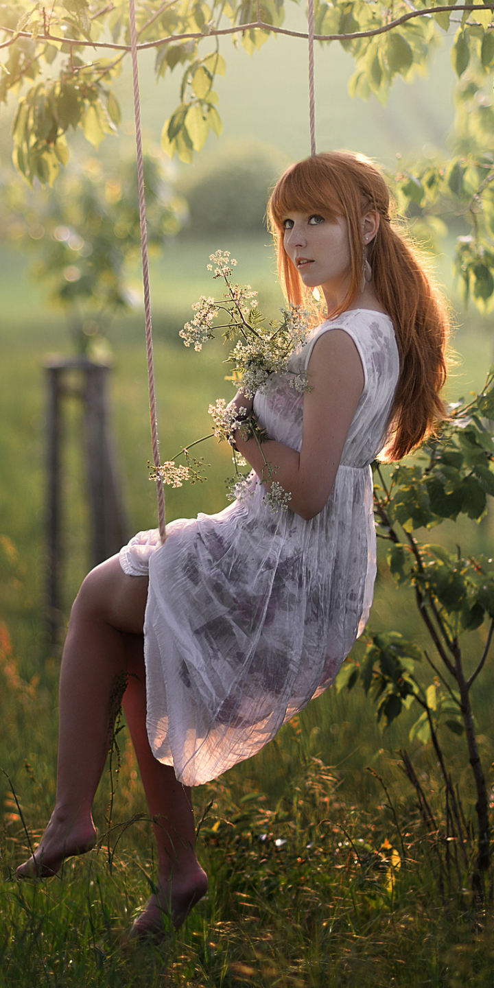 Download mobile wallpaper Redhead, Dress, Model, Women for free.