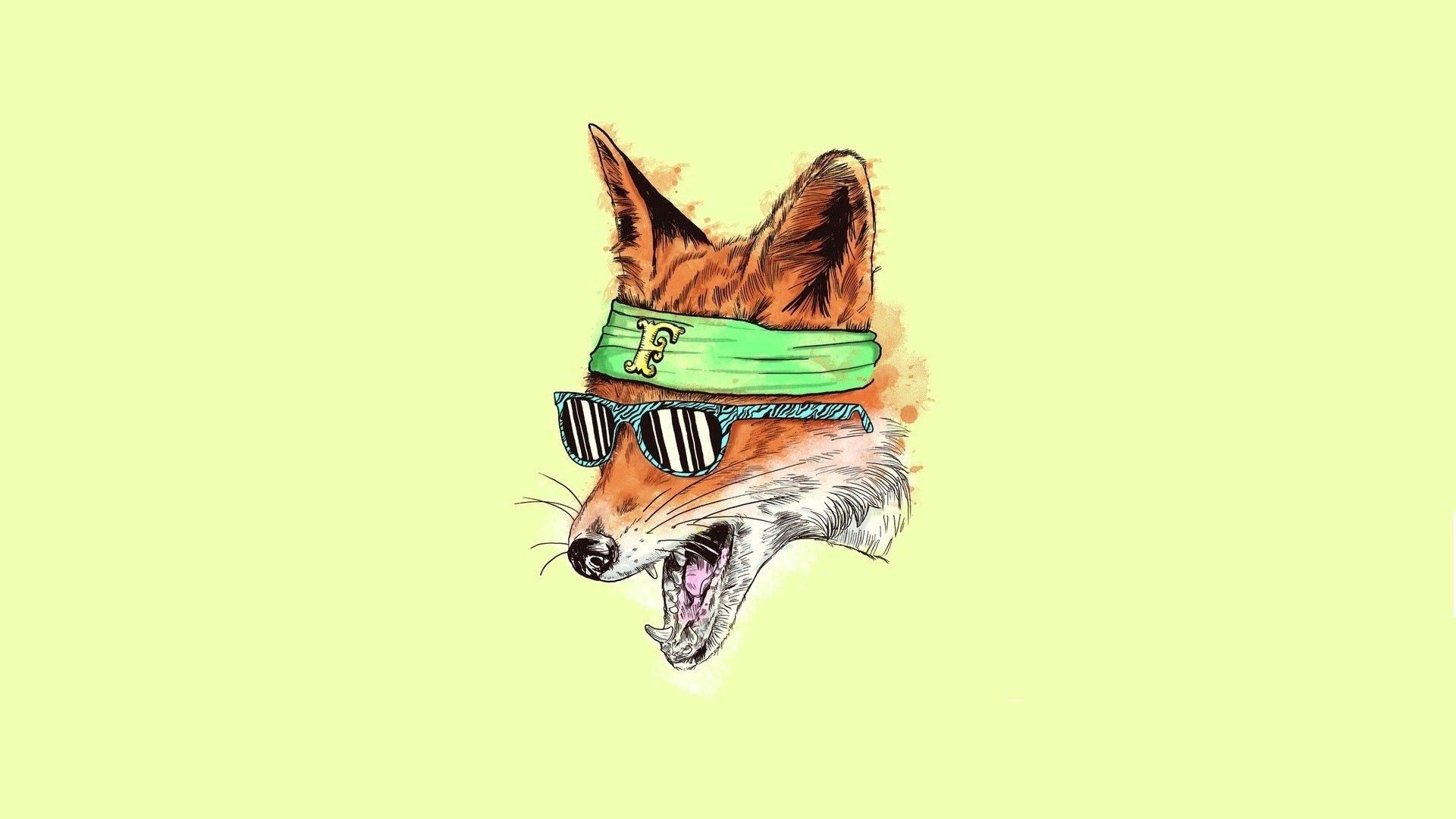 fox, art, bandage, picture, drawing, glasses, spectacles QHD