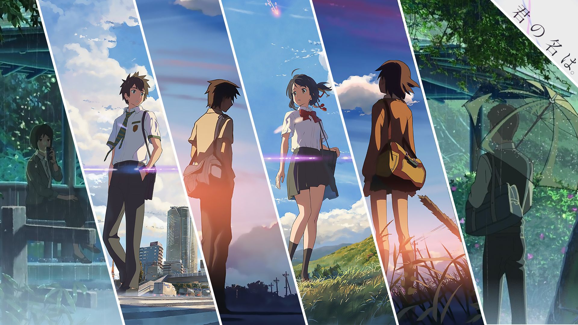 Handy-Wallpaper Crossover, Animes, Mitsuha Miyamizu, Taki Tachibana kostenlos herunterladen.