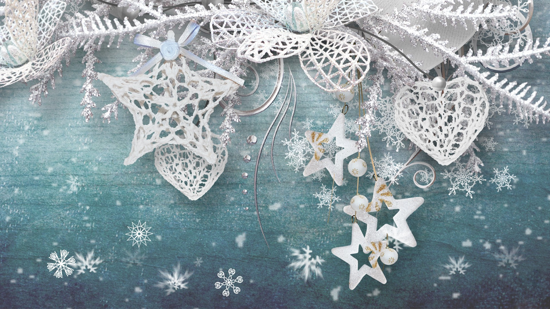 Free download wallpaper Winter, Heart, Artistic, Snowflake, Star, Christmas Ornaments on your PC desktop