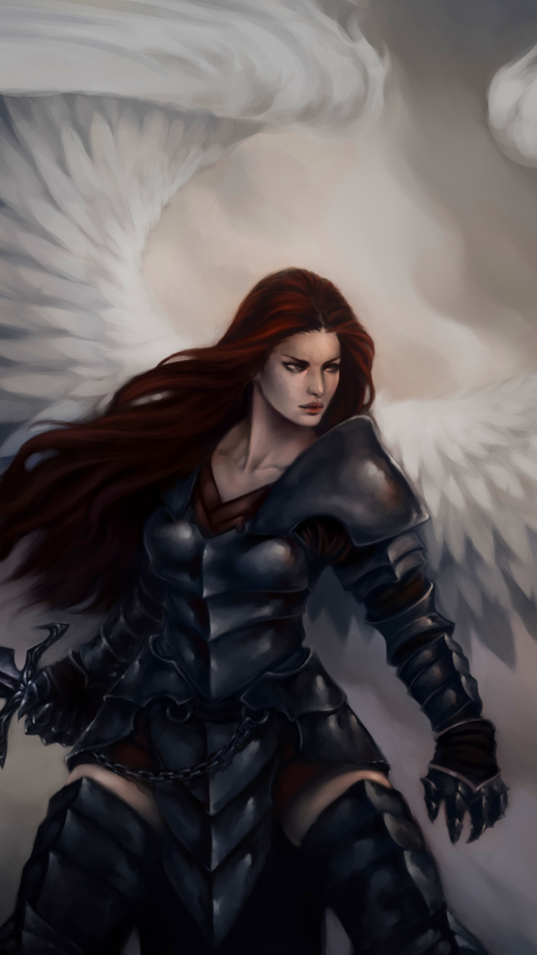 無料モバイル壁紙ファンタジー, 天使, 翼, 鎧, 女戦士, 天使の戦士をダウンロードします。