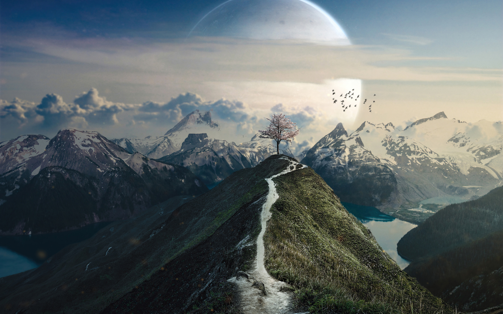 Download mobile wallpaper Landscape, Mountain, Sci Fi for free.