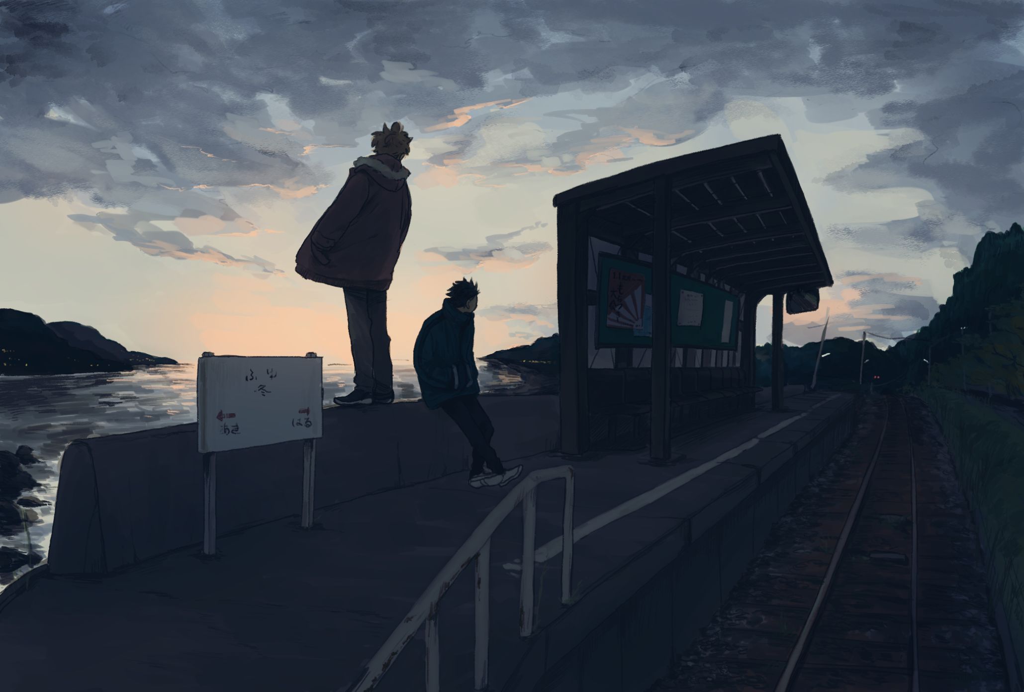 Скачать обои бесплатно Аниме, Железнодорожный Вокзал картинка на рабочий стол ПК