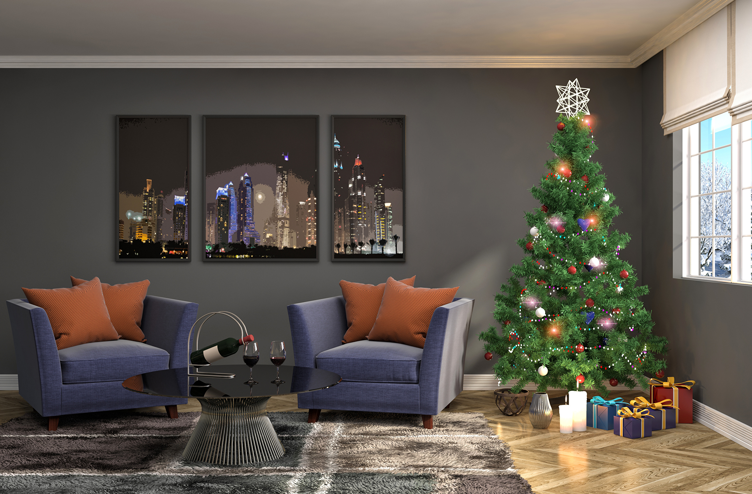 Laden Sie das Feiertage, Dekoration, Weihnachten, Geschenk, Weihnachtsbaum, Möbilar-Bild kostenlos auf Ihren PC-Desktop herunter