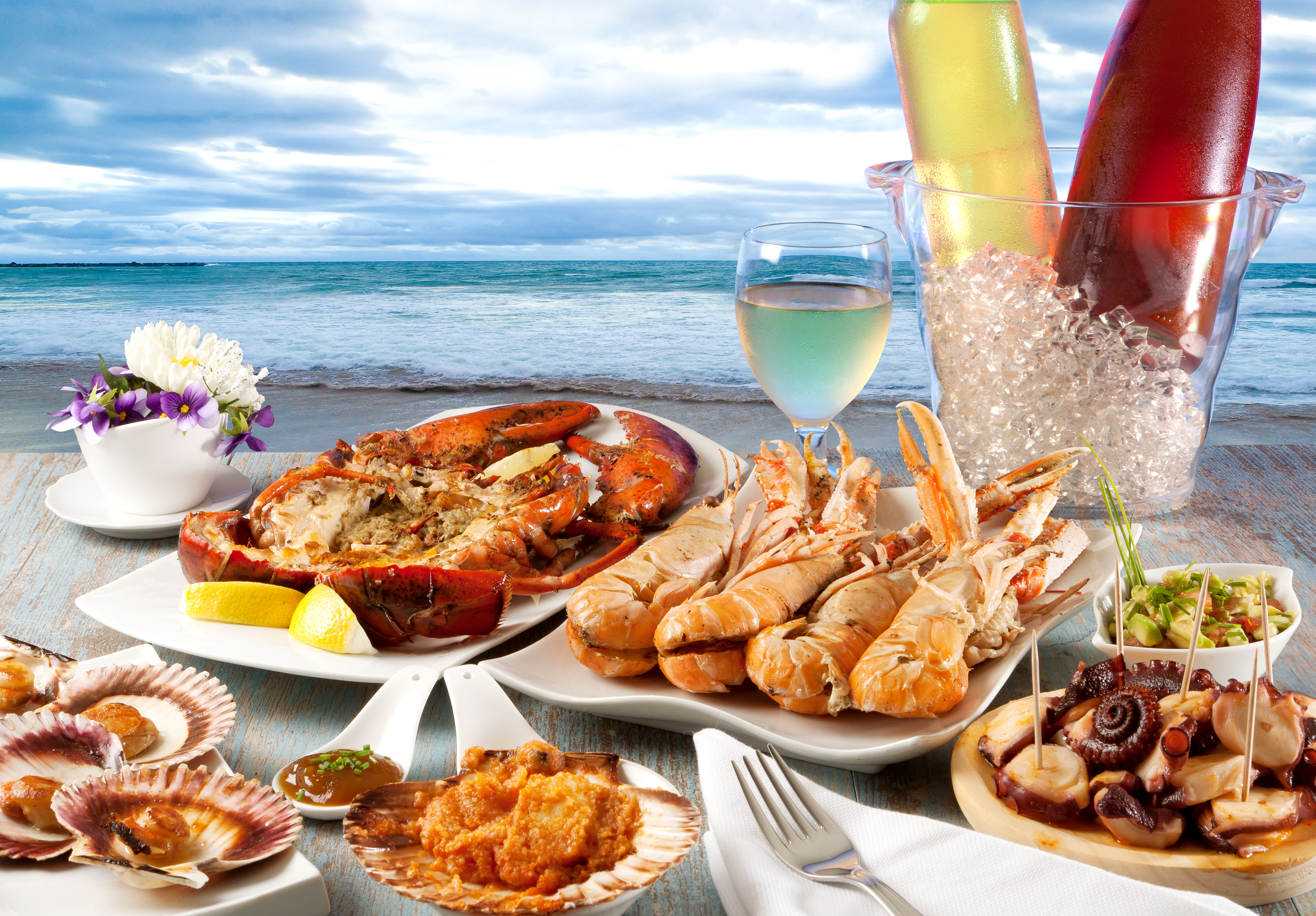 food, seafood, horizon, ocean, shrimp