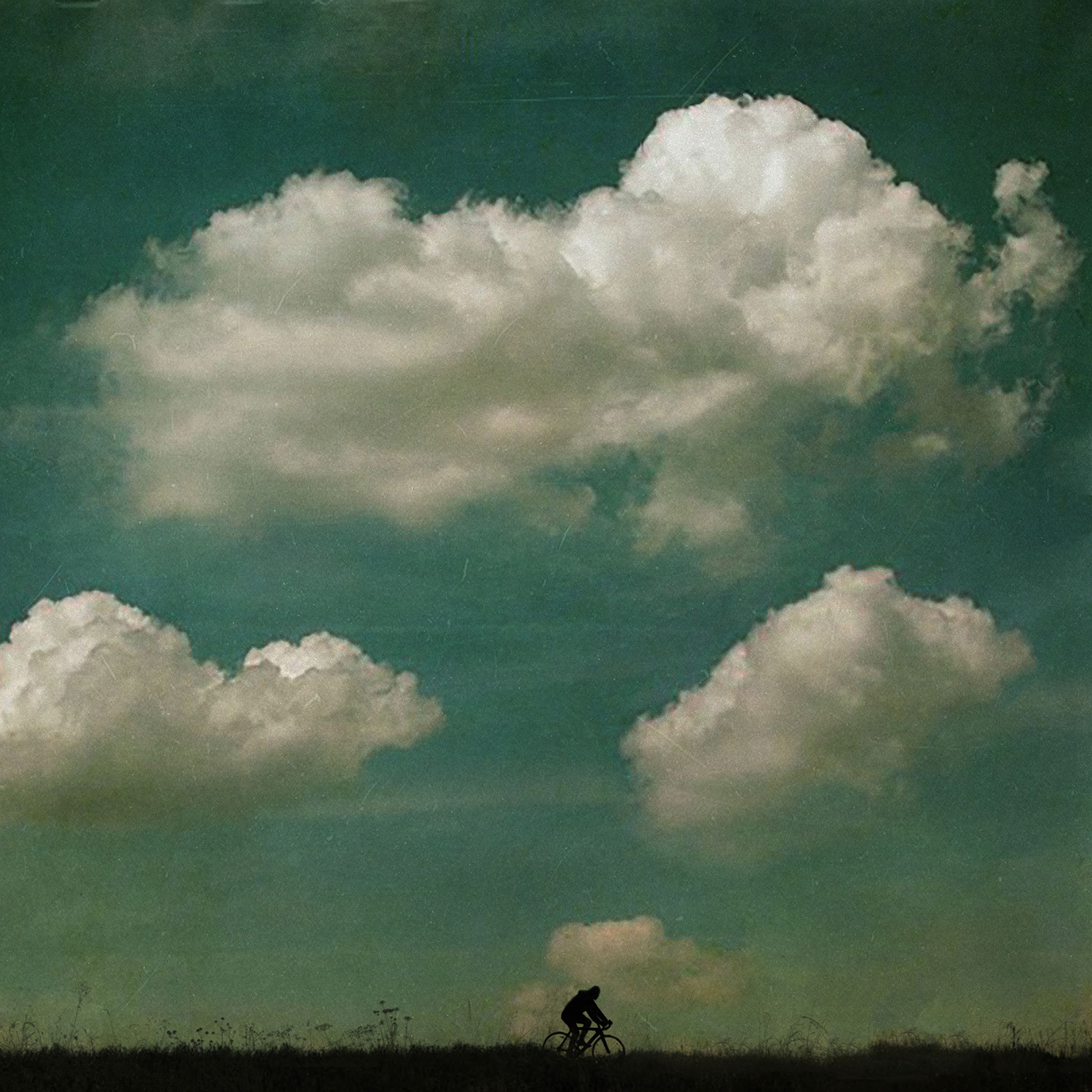 art, sky, clouds, silhouette, cyclist