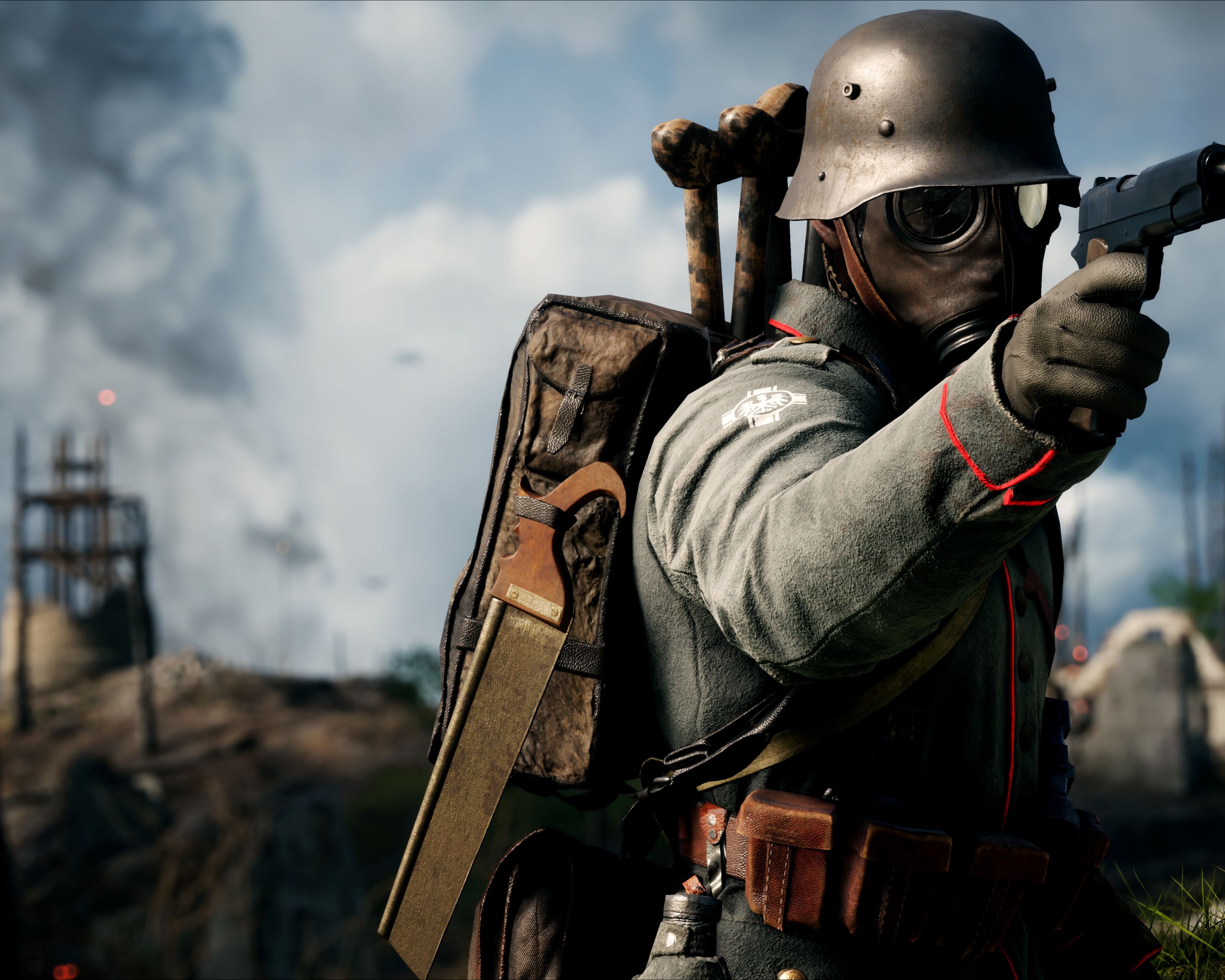 Laden Sie das Schlachtfeld, Gasmaske, Computerspiele, Gas Masken, Battlefield 1-Bild kostenlos auf Ihren PC-Desktop herunter