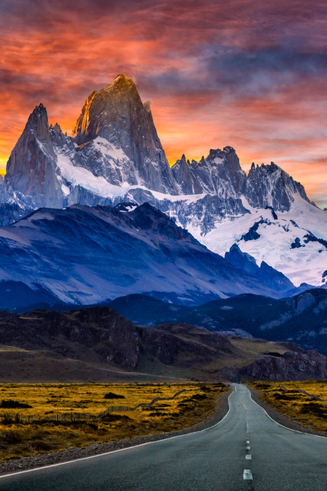 無料モバイル壁紙日没, 山, 地球, アルゼンチン, パタゴニア, 山岳, フィッツロイ山をダウンロードします。