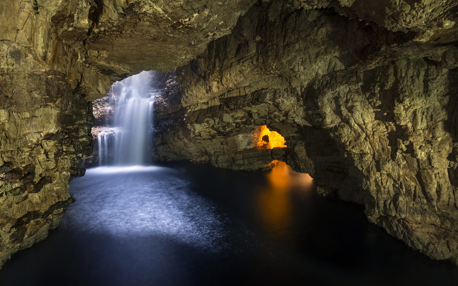 無料モバイル壁紙洞窟, 滝, 地球をダウンロードします。