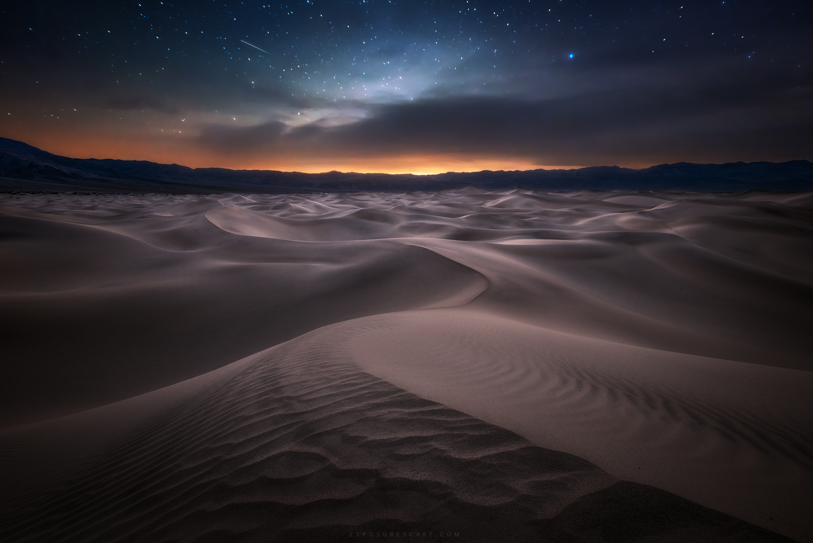 852056 завантажити картинку земля, долина смерті, каліфорнія, пустеля, дюна, ніч, пісок, зірки - шпалери і заставки безкоштовно