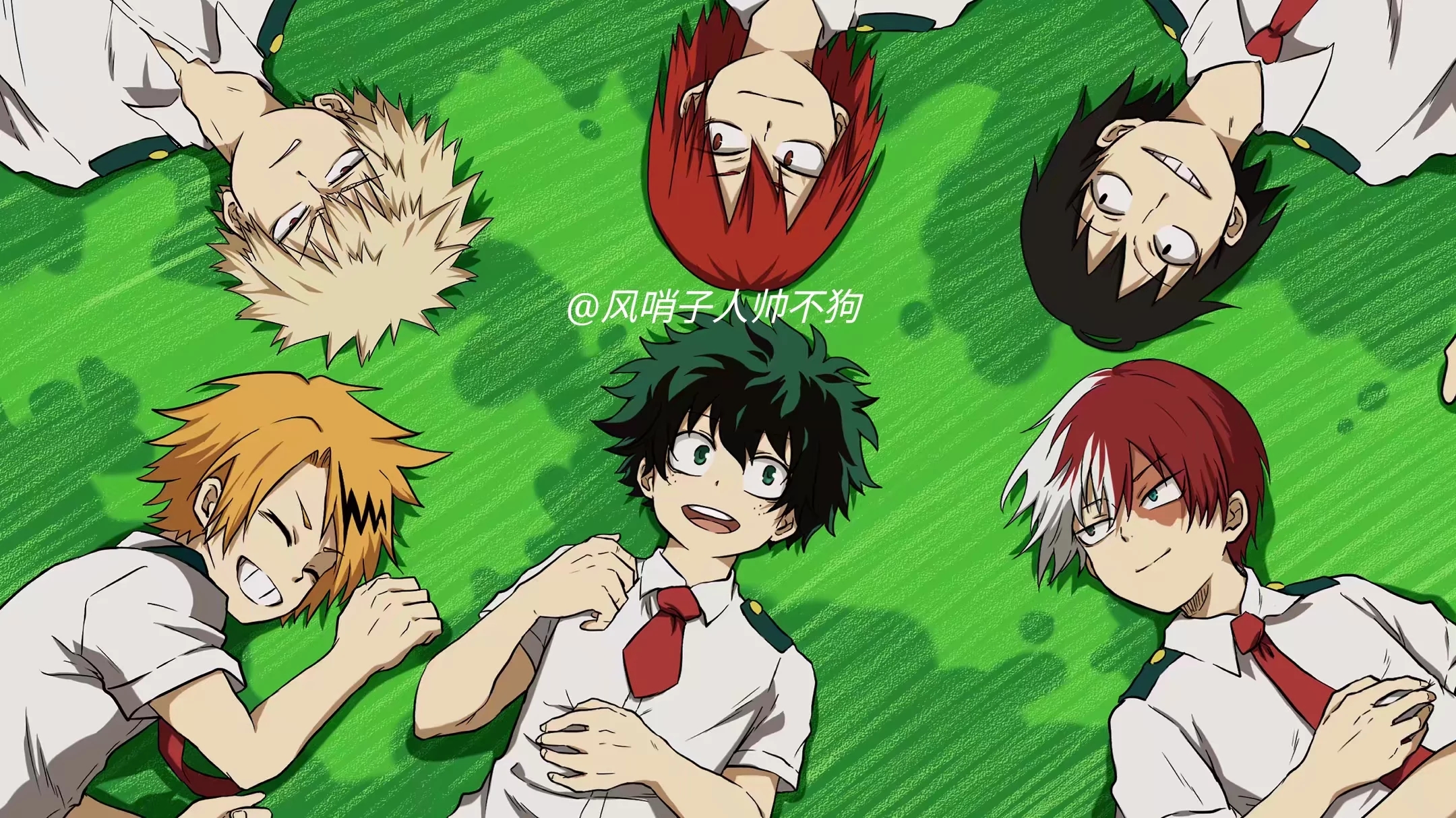 Handy-Wallpaper Animes, Izuku Midoriya, Shoto Todoroki, Katsuki Bakugou, Boku No Hero Academia, Eijiro Kirishima, Denki Kaminari kostenlos herunterladen.