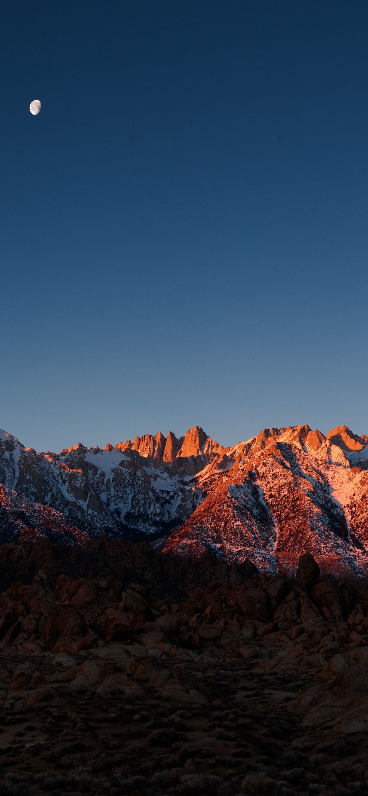 Descarga gratuita de fondo de pantalla para móvil de Montañas, Luna, Montaña, Atardecer, Tierra/naturaleza, Puesta De Sol.