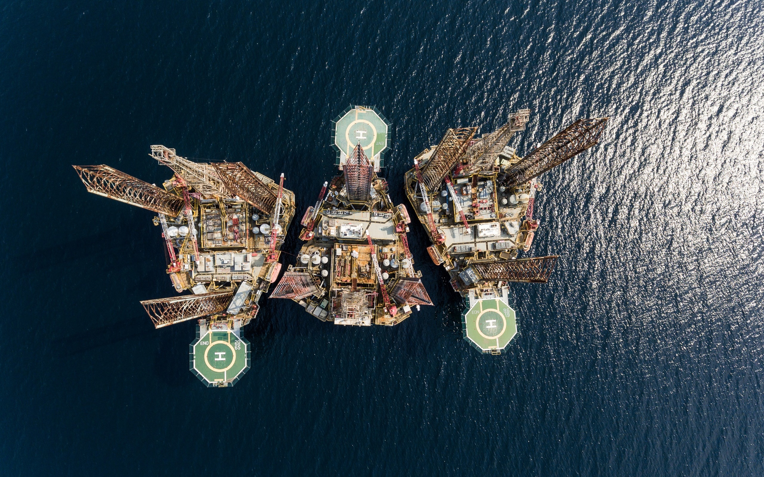 man made, oil platform, aerial, sea