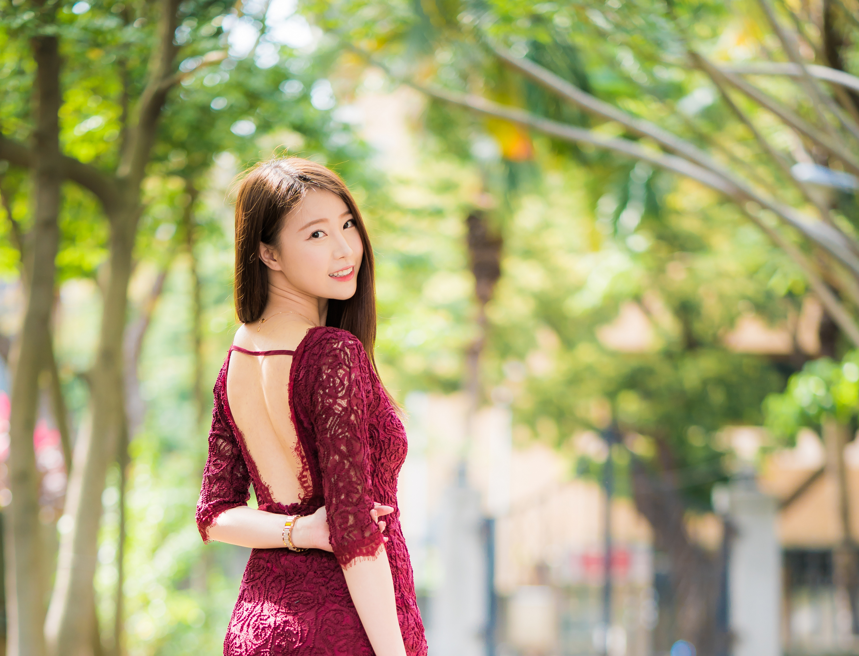 Download mobile wallpaper Smile, Brunette, Model, Women, Asian, Depth Of Field for free.