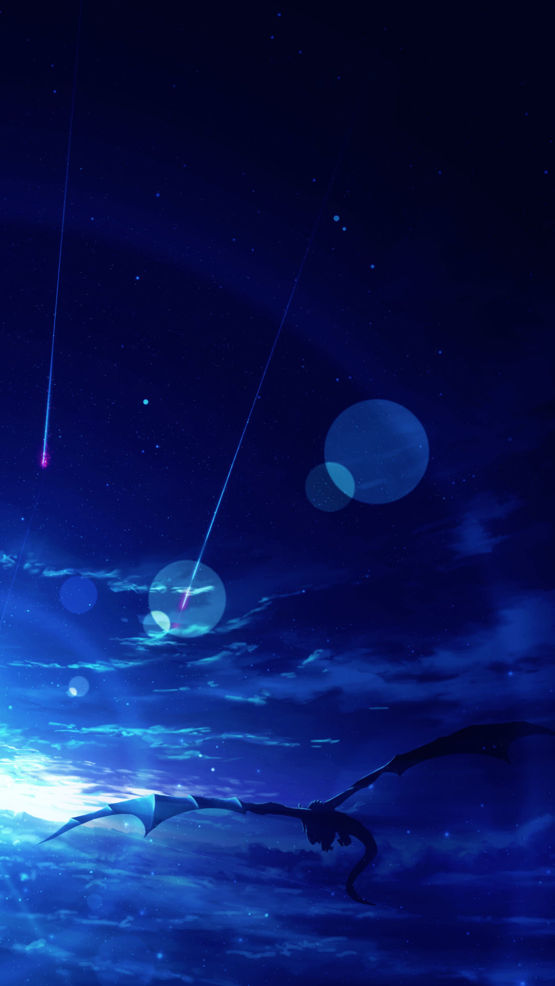 Download mobile wallpaper Anime, Sky, Light, Dragon, Cloud, Original for free.