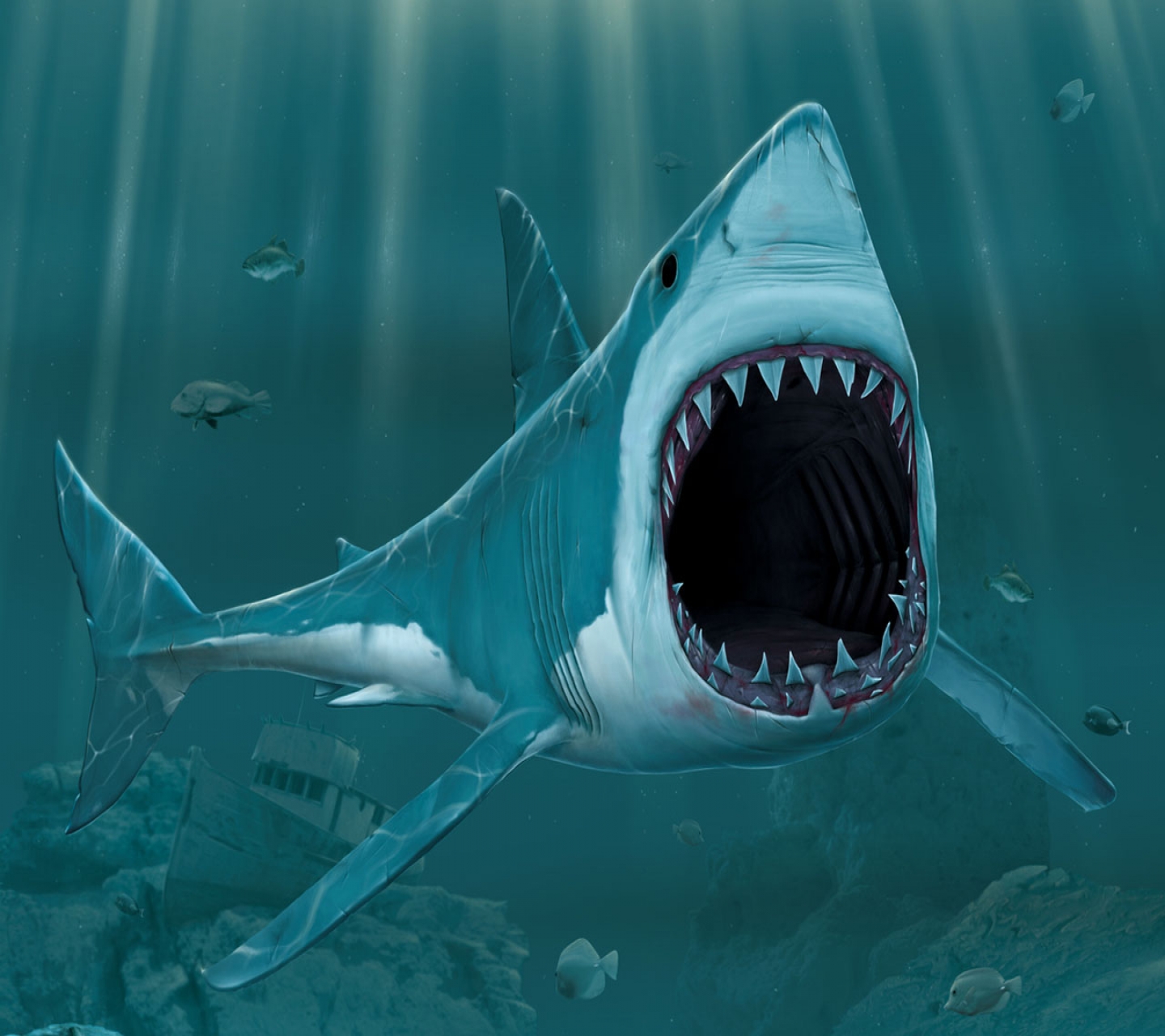 Download mobile wallpaper 3D, Animal, Artistic, Fish, Shark for free.