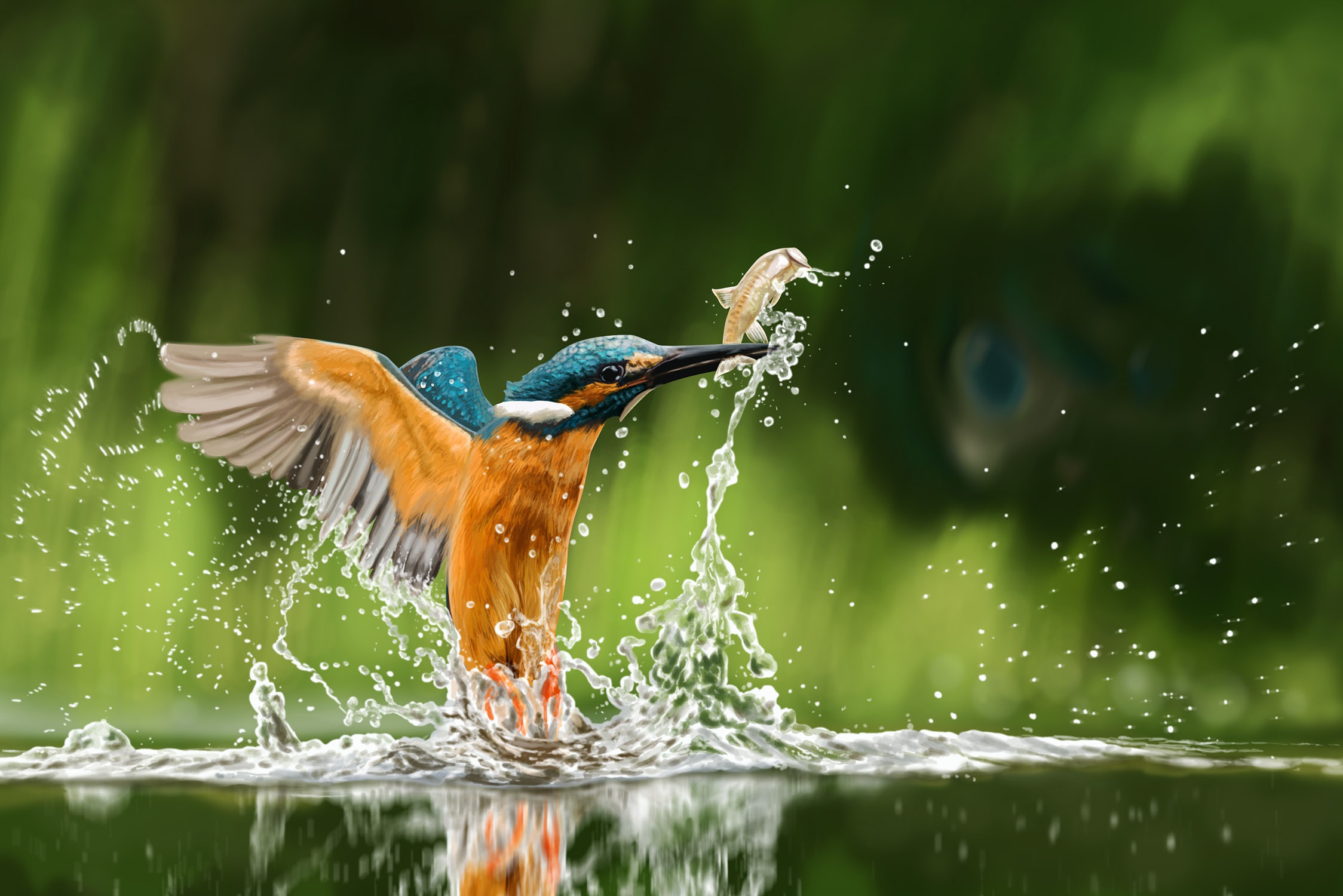 Download mobile wallpaper Birds, Bird, Splash, Animal, Kingfisher, Common Kingfisher for free.