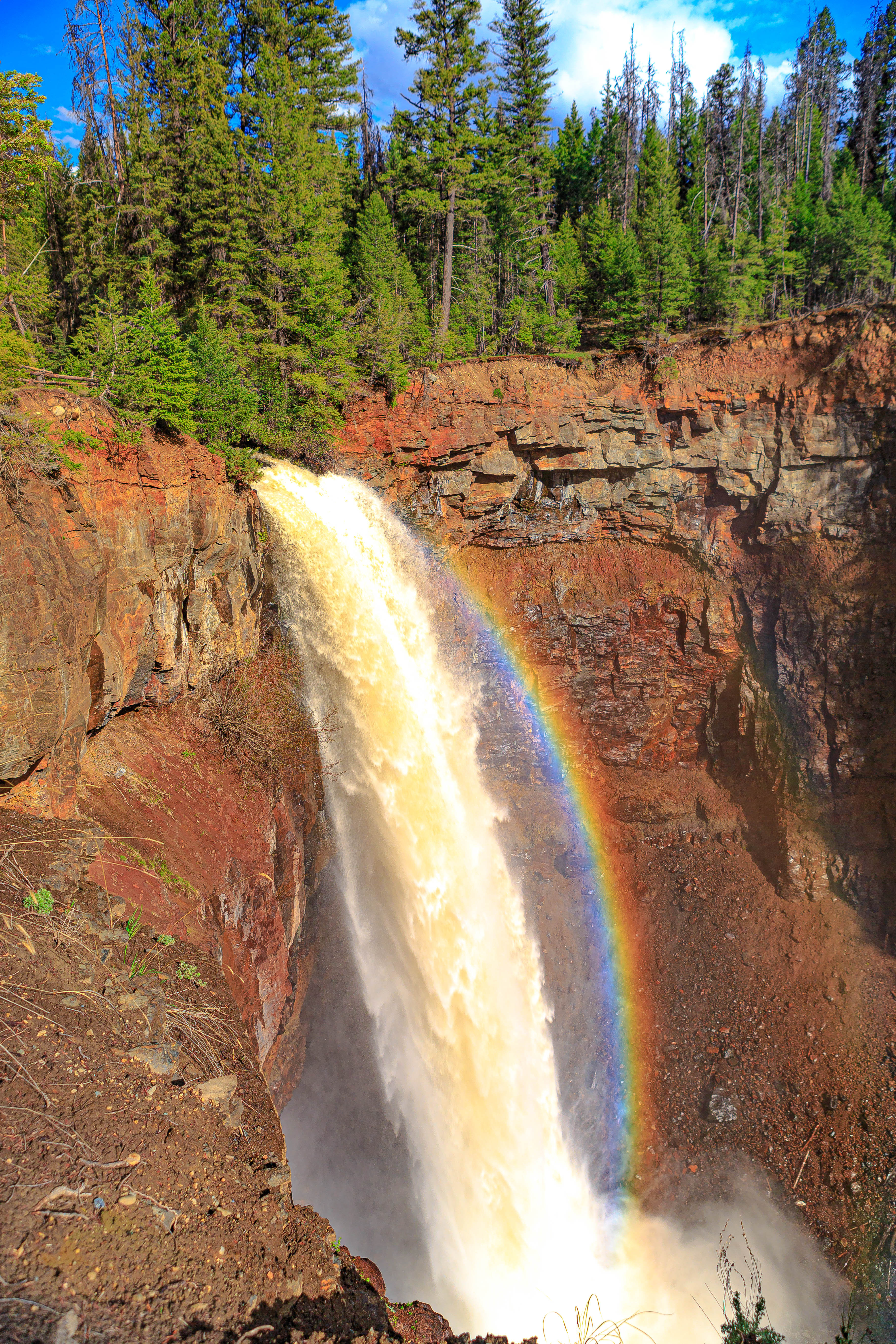 Download mobile wallpaper Rock, Waterfall, Nature, Water, Rainbow for free.