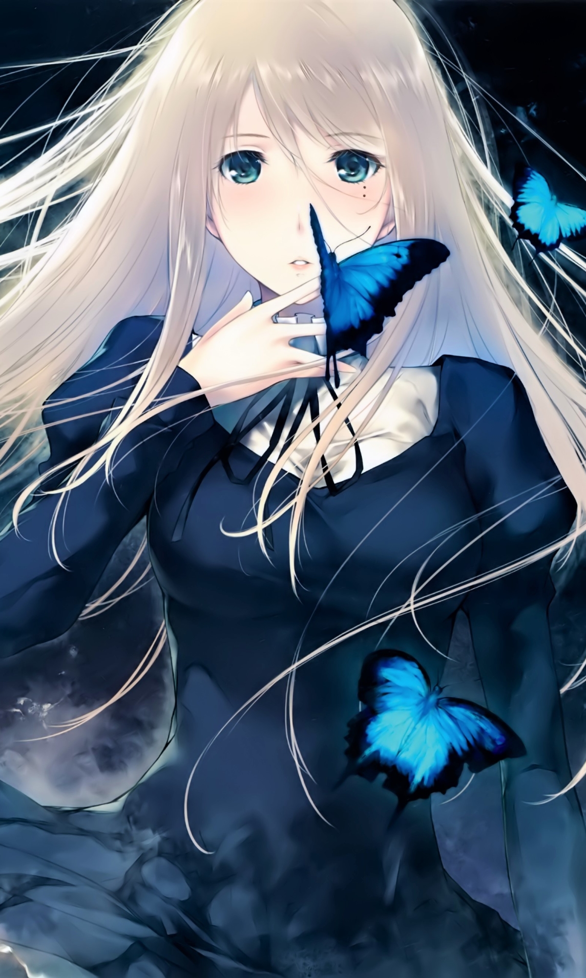 Download mobile wallpaper Anime, Butterfly, Girl, Blonde for free.