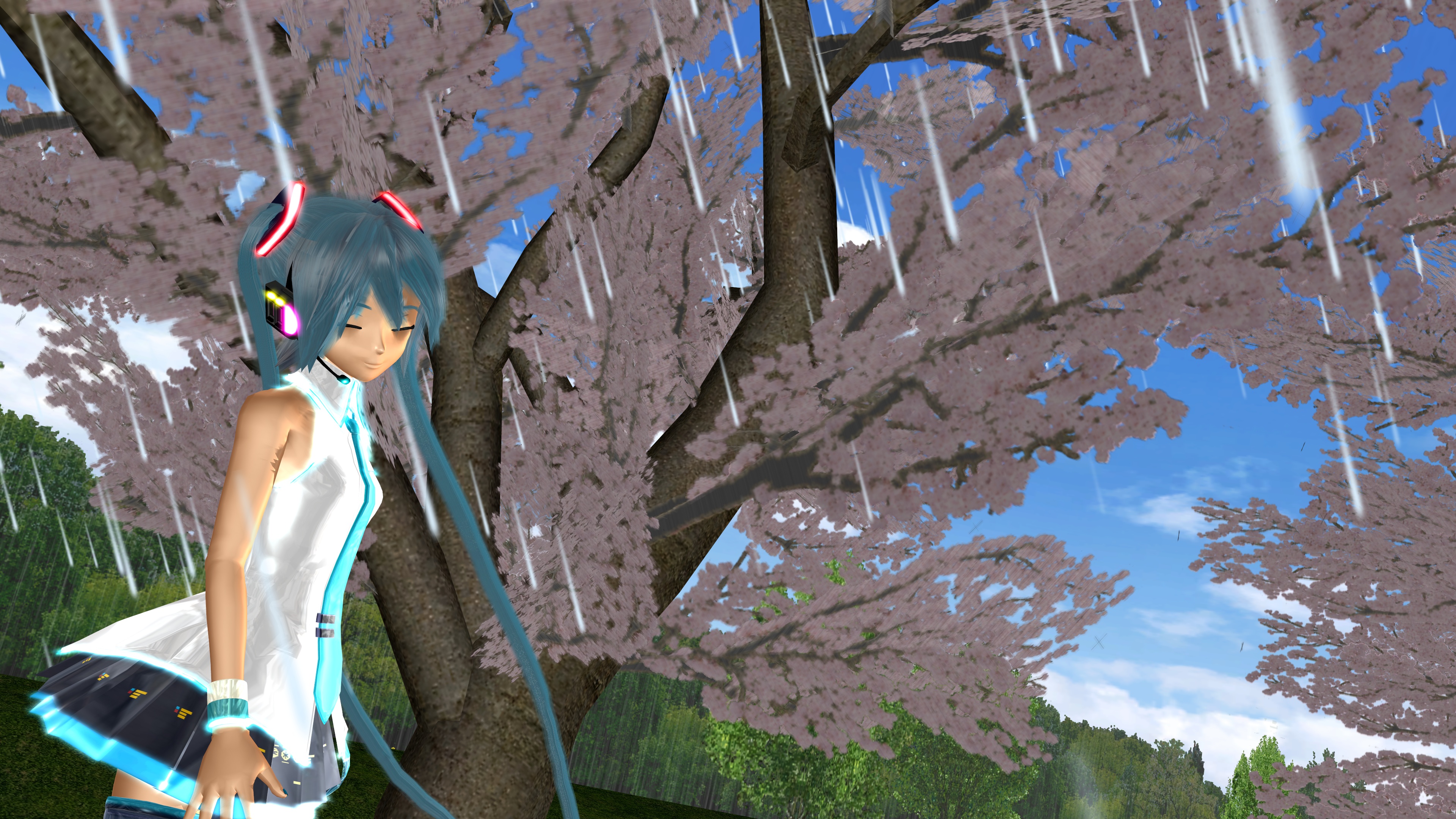 Laden Sie das Regen, Vocaloid, Blaue Haare, Hatsune Miku, Animes-Bild kostenlos auf Ihren PC-Desktop herunter