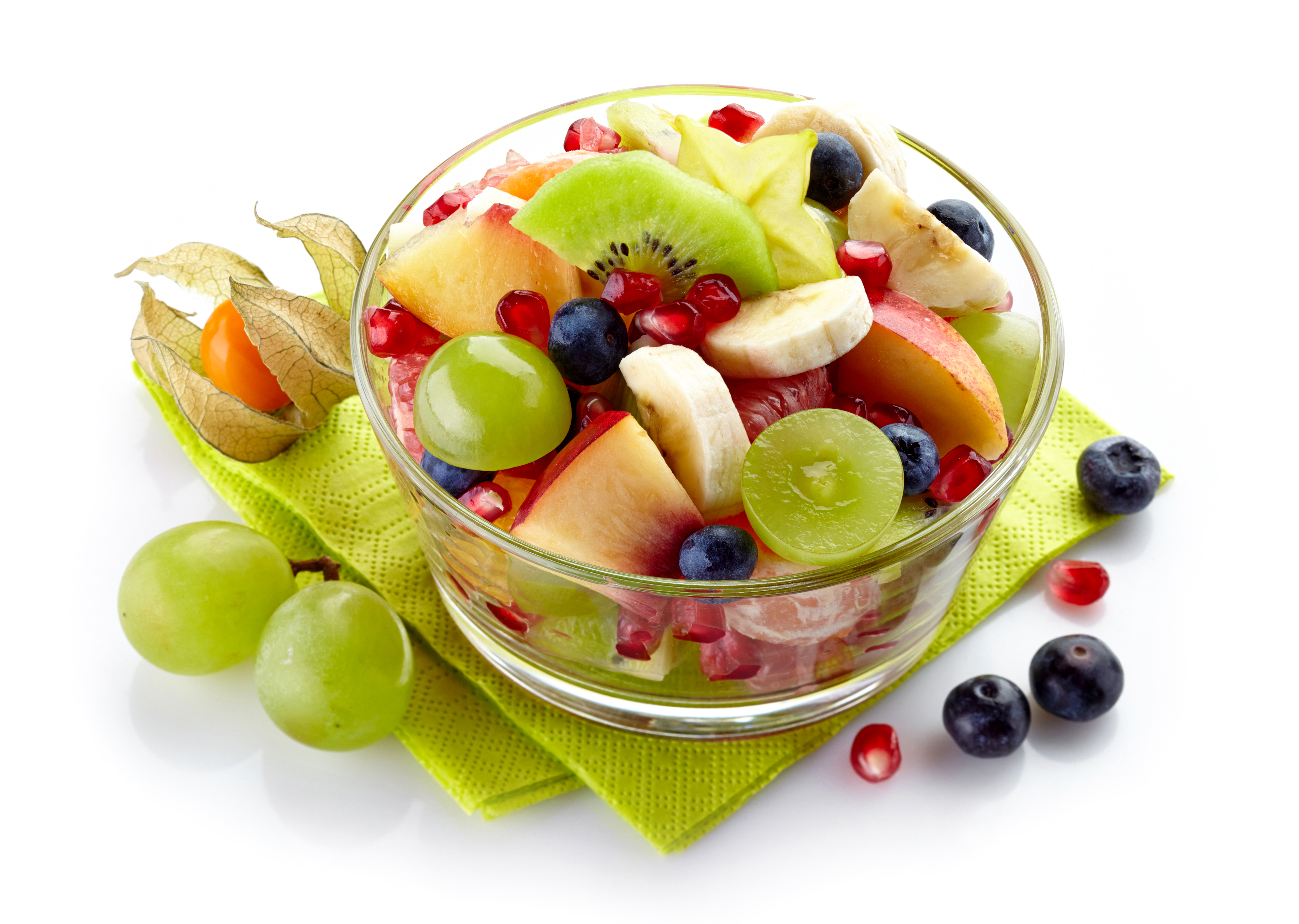 Download mobile wallpaper Fruits, Food, Grapes, Blueberry, Fruit, Banana, Salad for free.