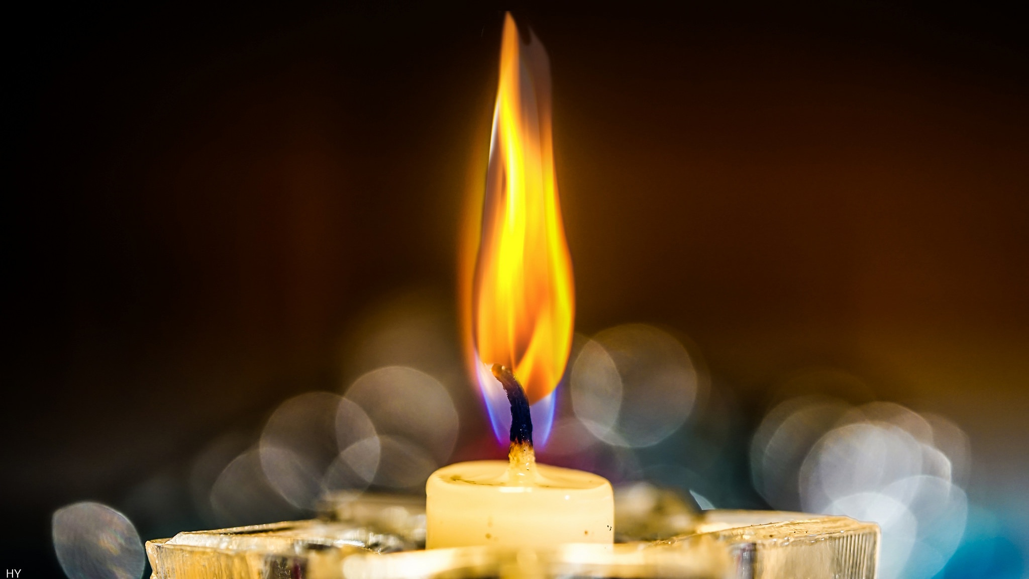 Download mobile wallpaper Macro, Flame, Bokeh, Candle, Photography for free.