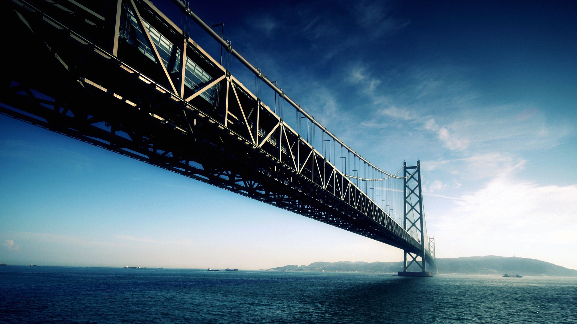 sea, man made, akashi kaikyo bridge, bridge, japan, kobe (city), ocean, pearl bridge, bridges