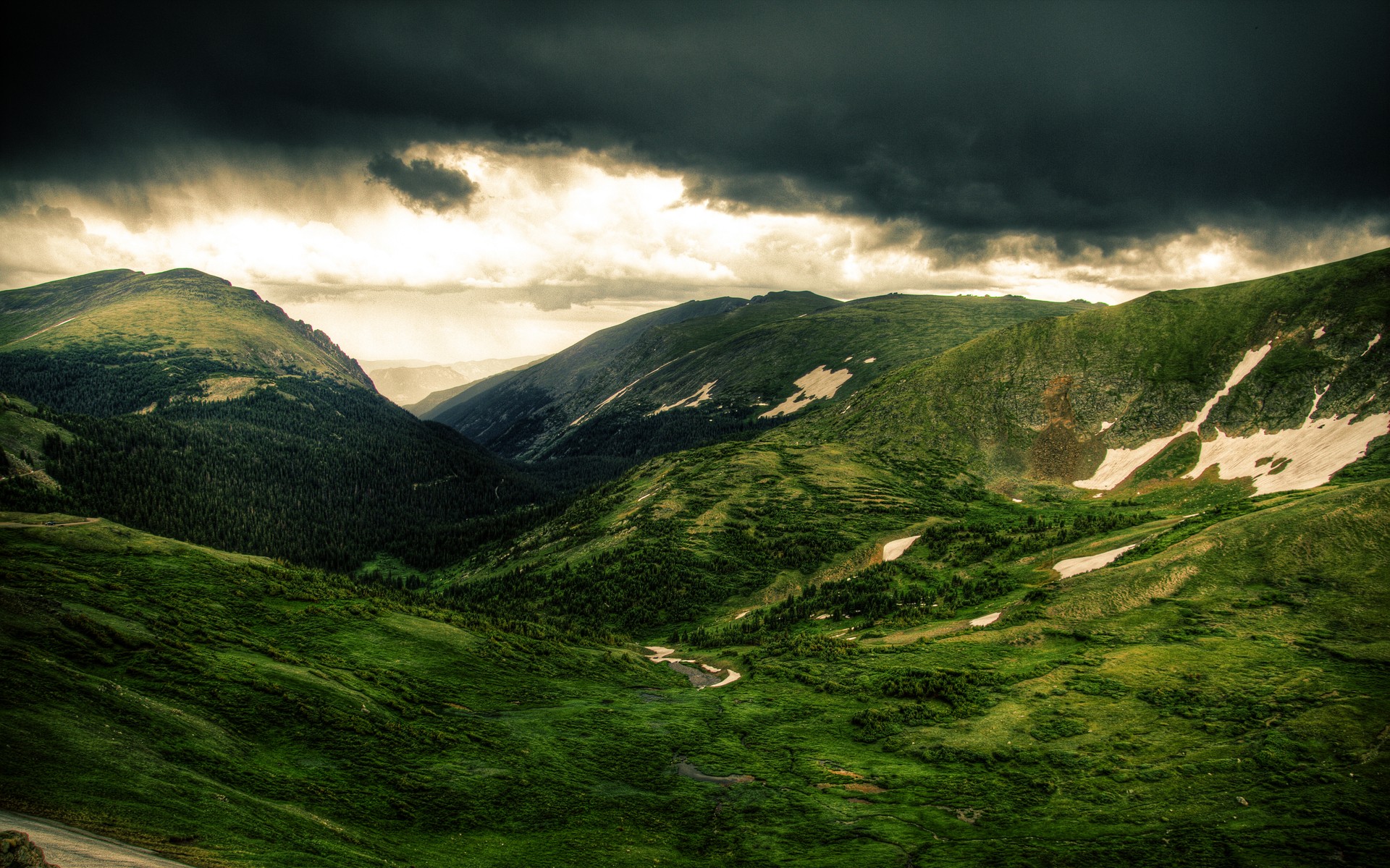 Download mobile wallpaper Landscape, Rain, Mountain, Earth, Cloud for free.