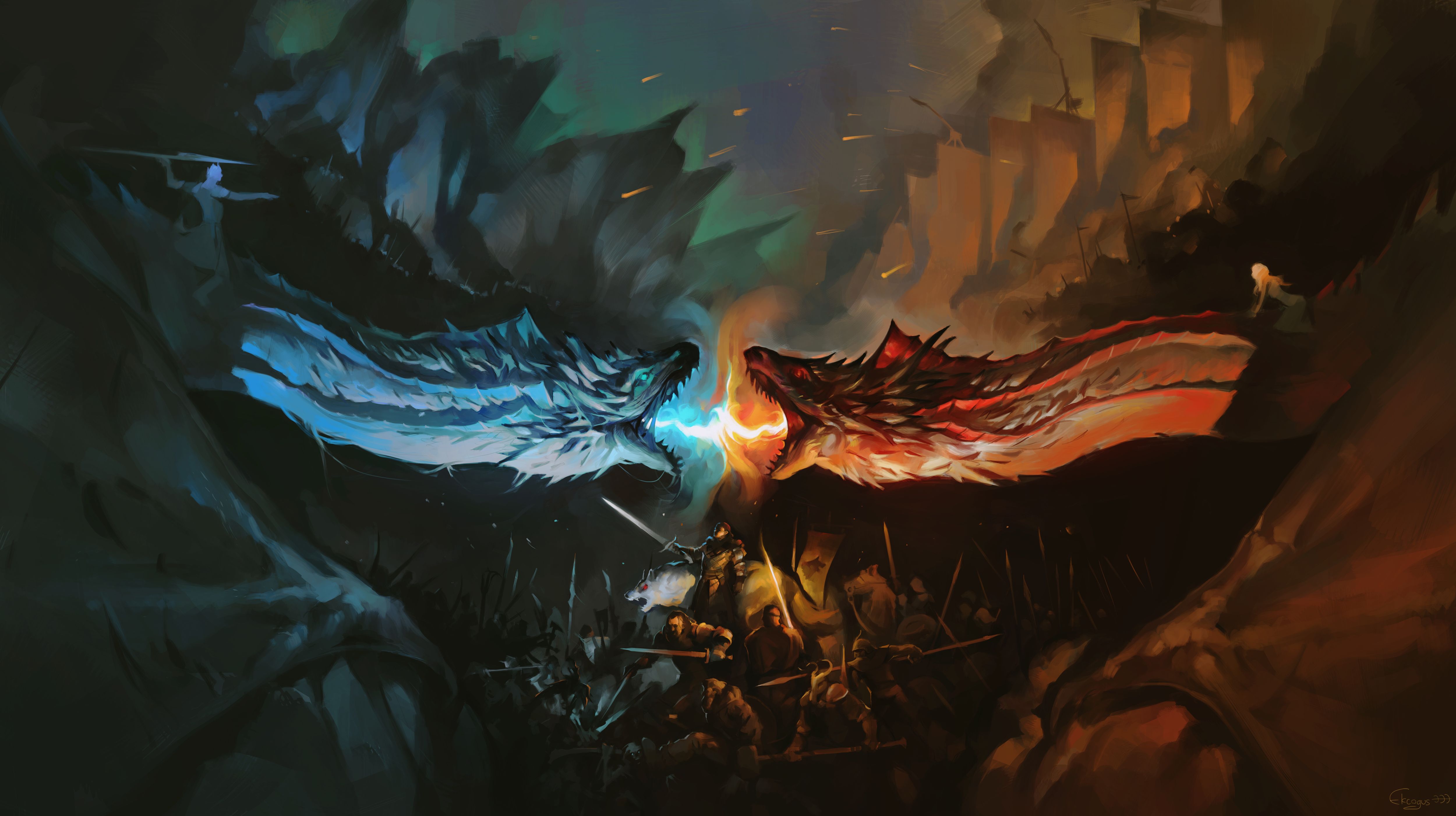 PC Wallpapers game of thrones, battle, tv show, dragon, warrior