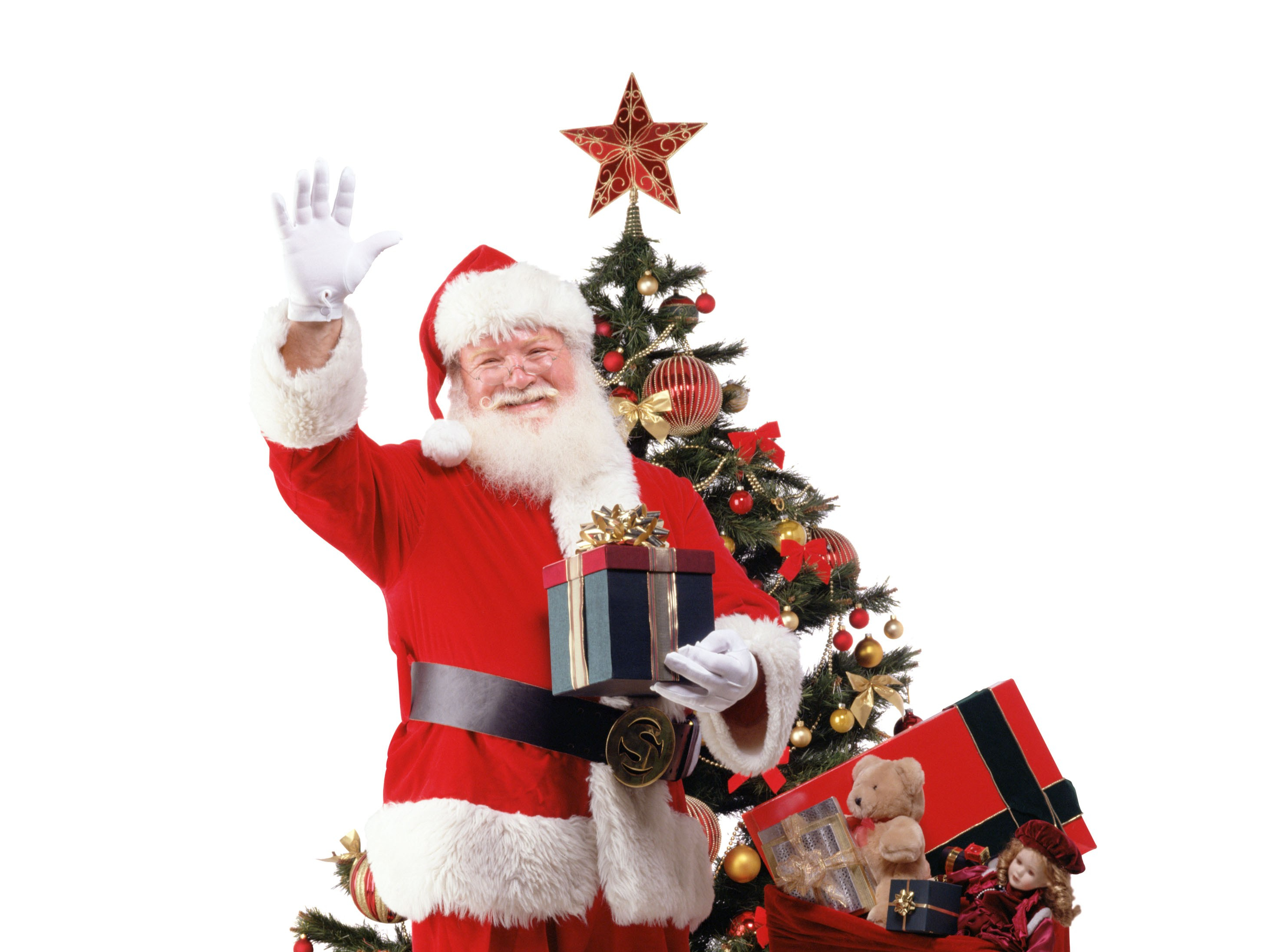 Download mobile wallpaper Santa Claus, Christmas, Holiday, Gift, Christmas Tree for free.