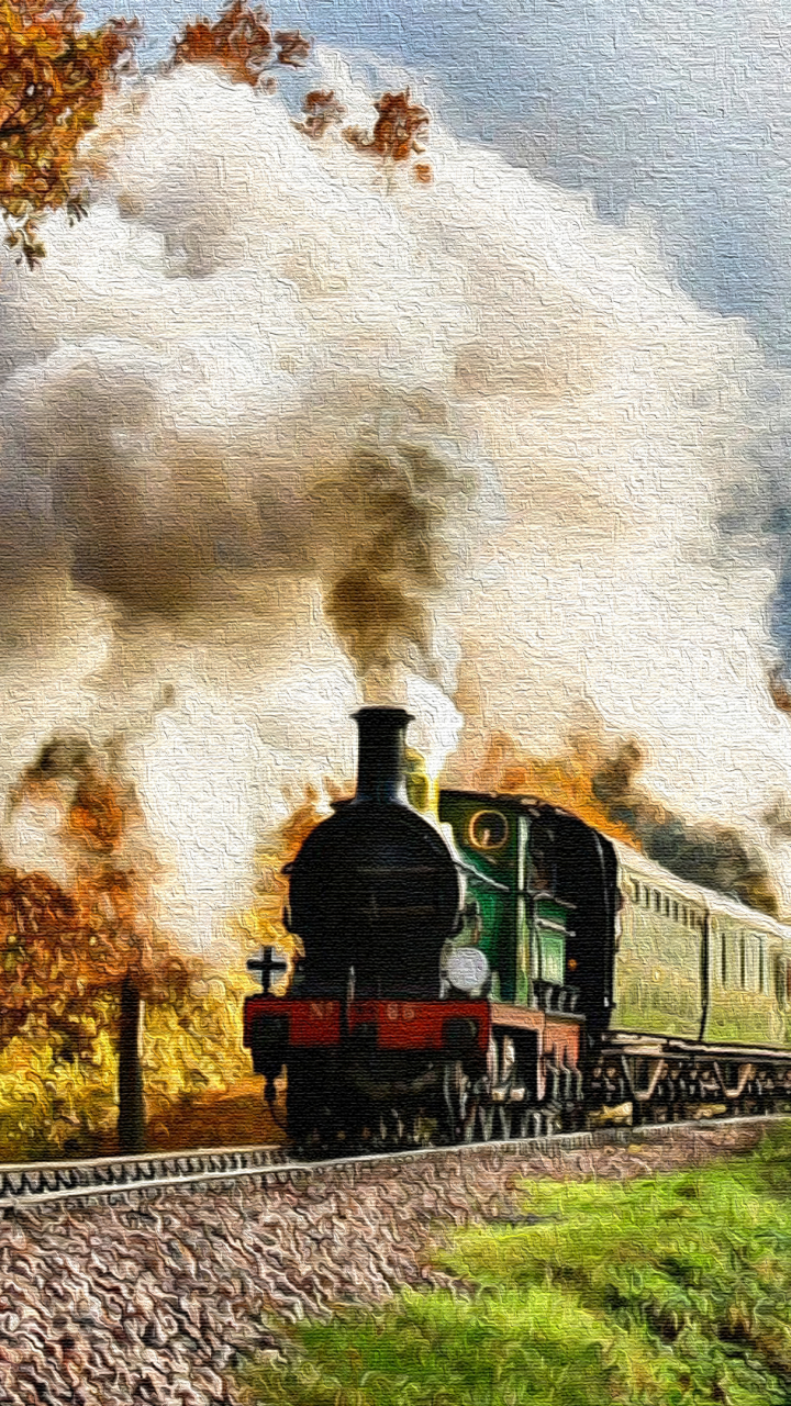 Download mobile wallpaper Fall, Vehicles, Steam Train for free.