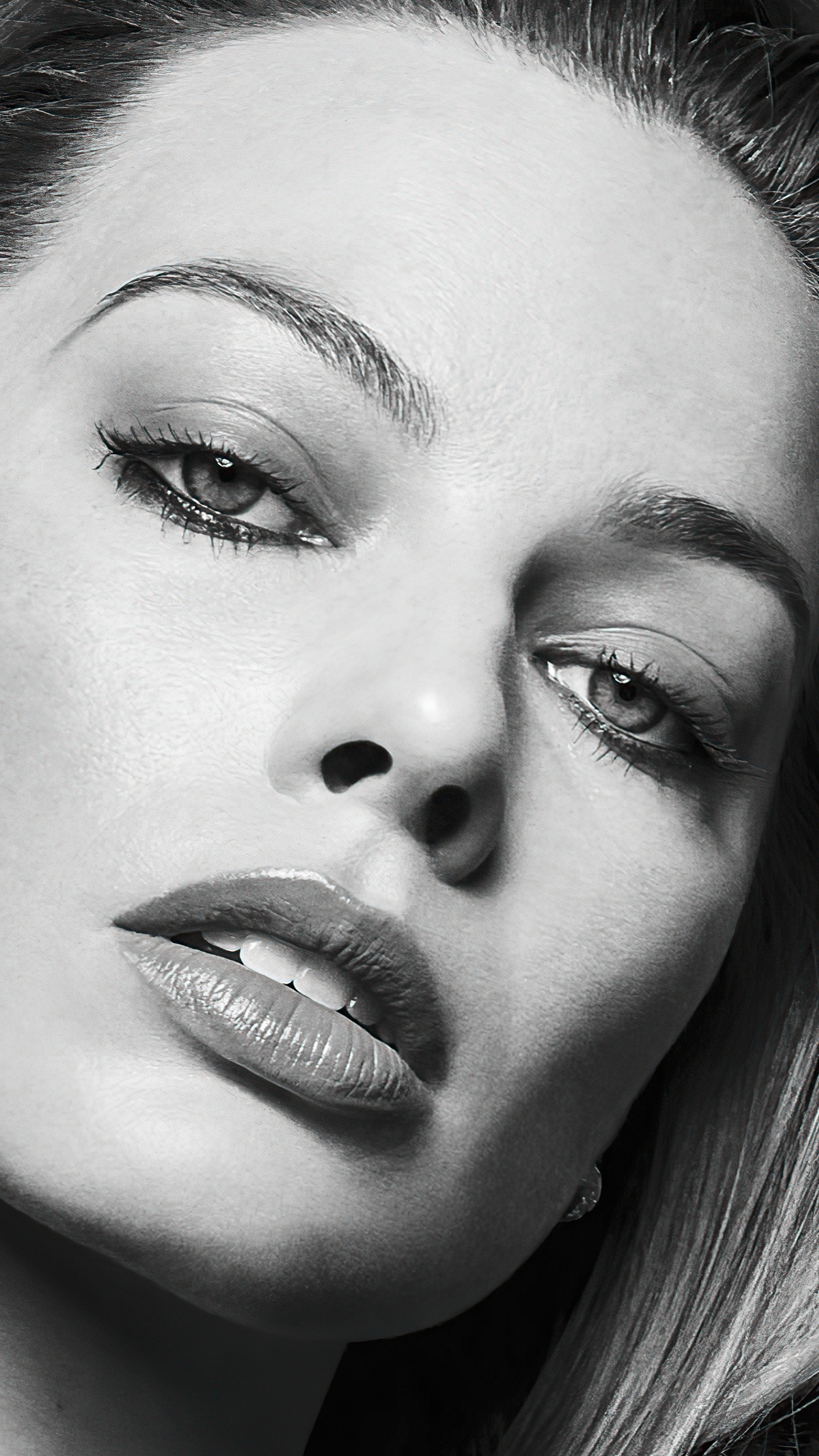 Download mobile wallpaper Face, Celebrity, Black & White, Actress, Australian, Margot Robbie for free.