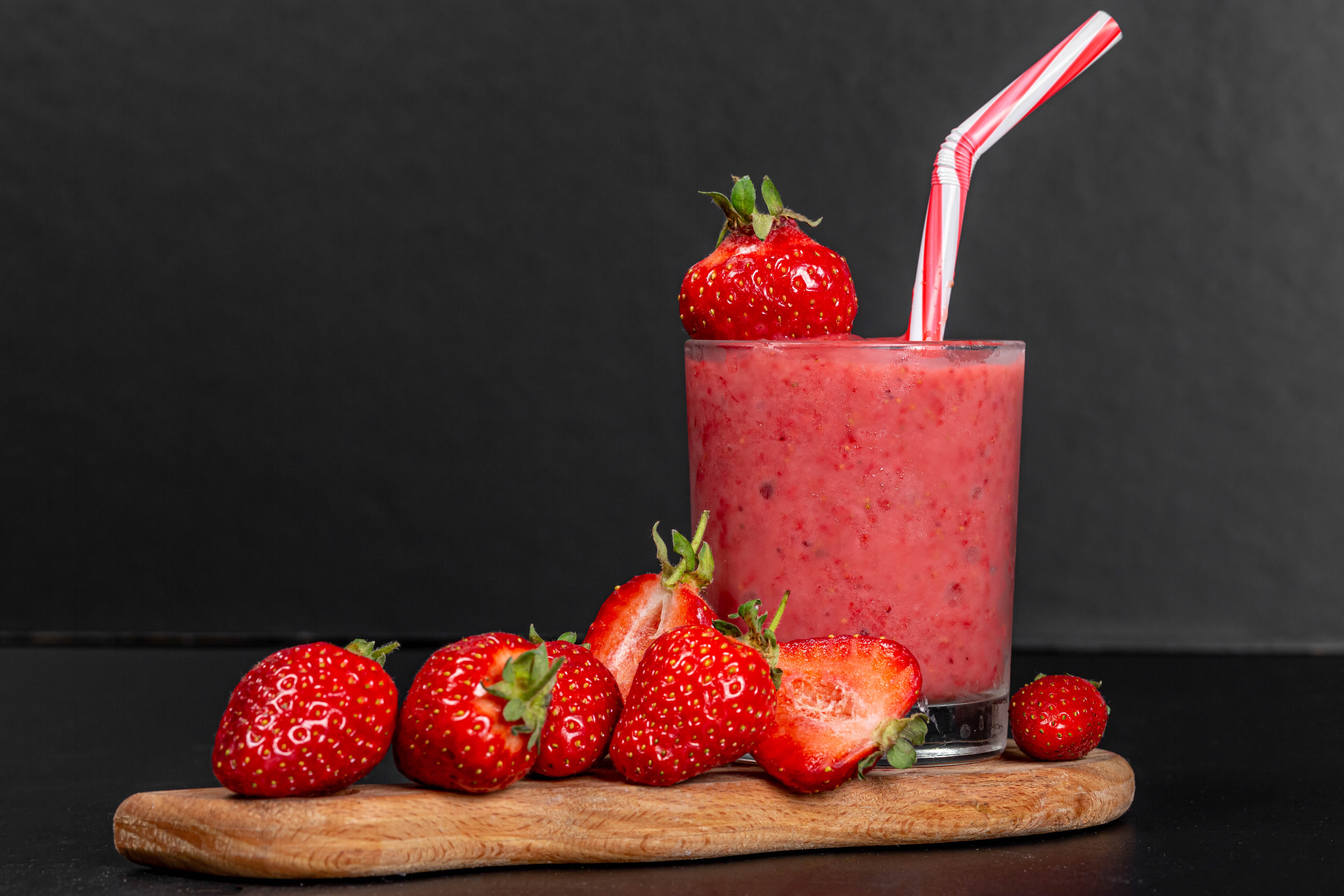 Download mobile wallpaper Food, Strawberry, Glass, Berry, Drink, Smoothie for free.