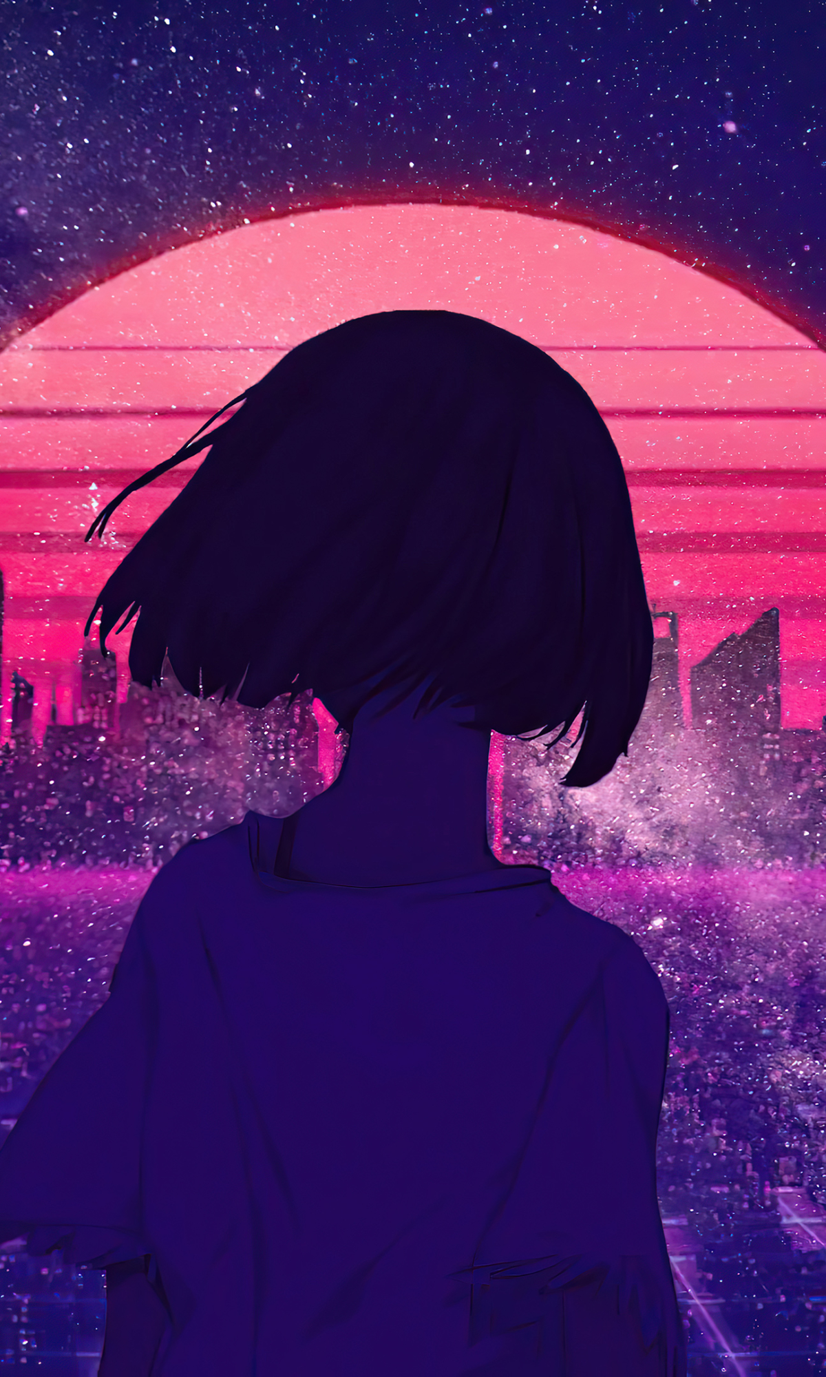 Download mobile wallpaper Anime, Girl, Synthwave, Retro Wave for free.