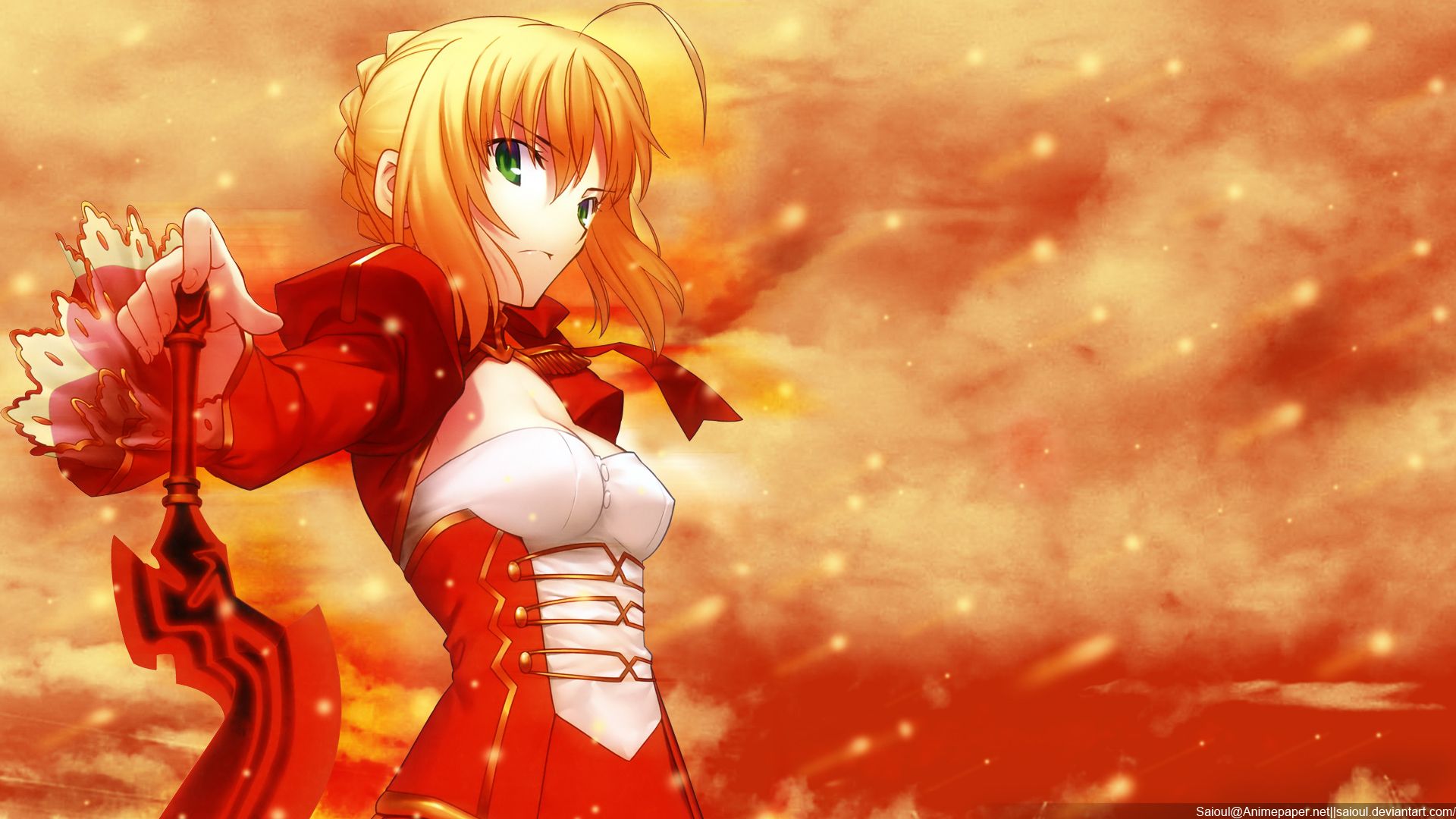 anime, fate/extra, red saber, fate series